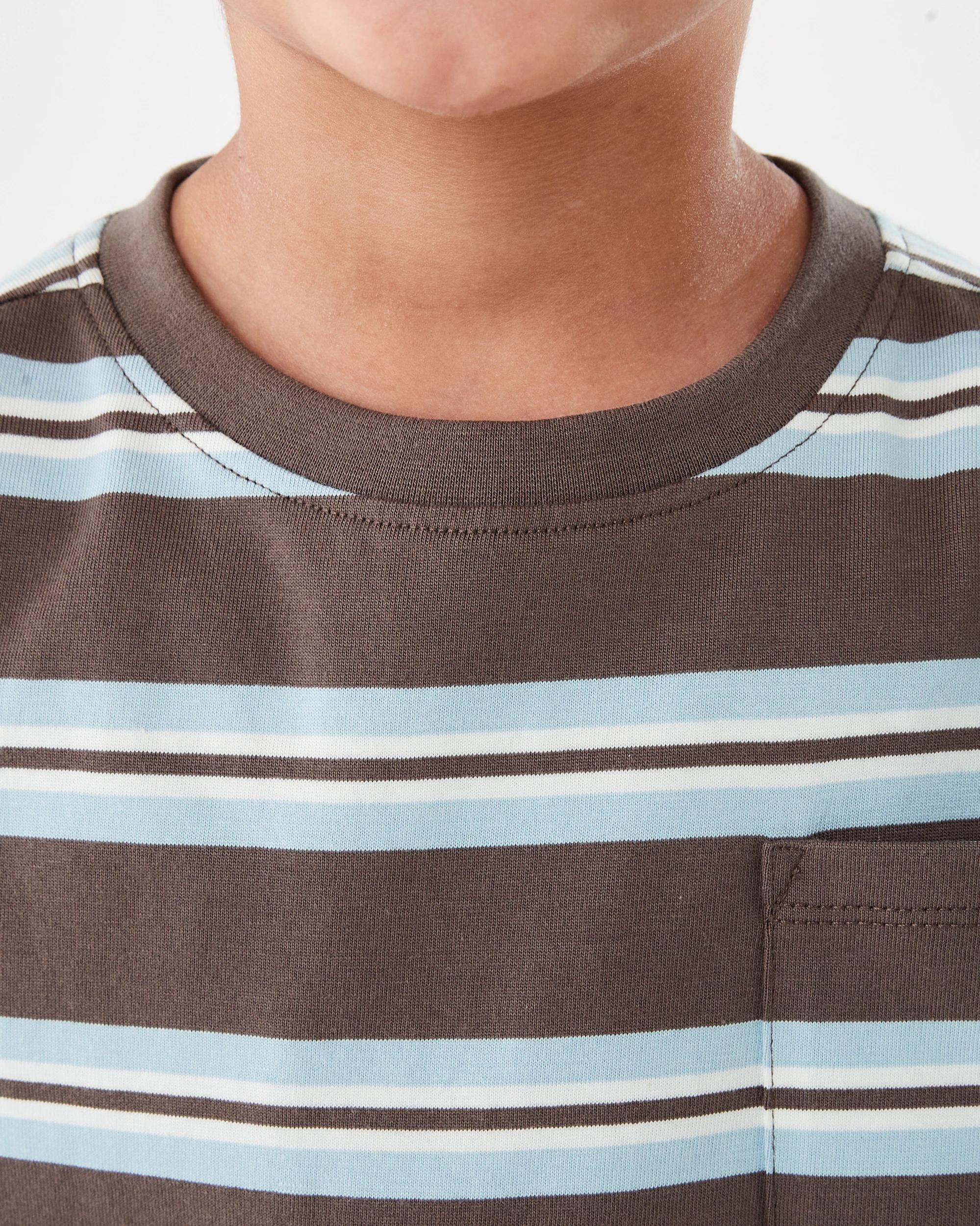 4 Long Sleeve Stripe T-shirt with Pocket Brn Stripe, 4 of 8