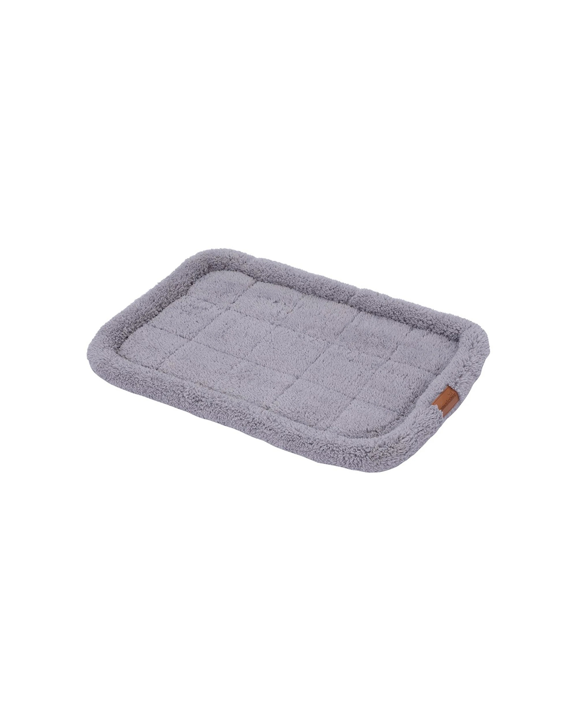 2 Paws And Claws Sherpa Crate Mattress 90x57cm Grey Non-slip Raised Edges Pet Bed - Grey, 2 of 3