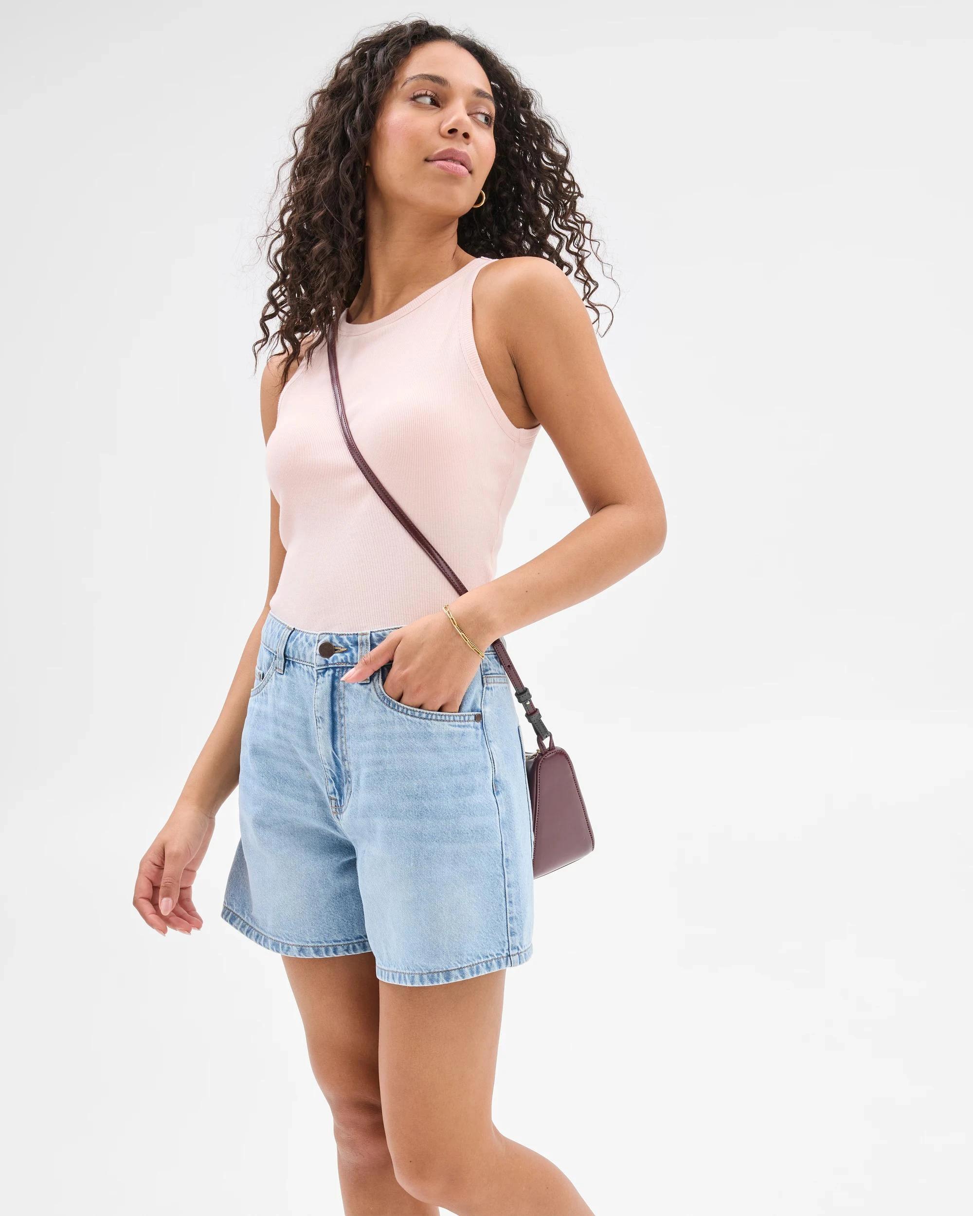 3 Target High Rise A-Line Denim Shorts LIGHT BLUE WASH, 3 of 8