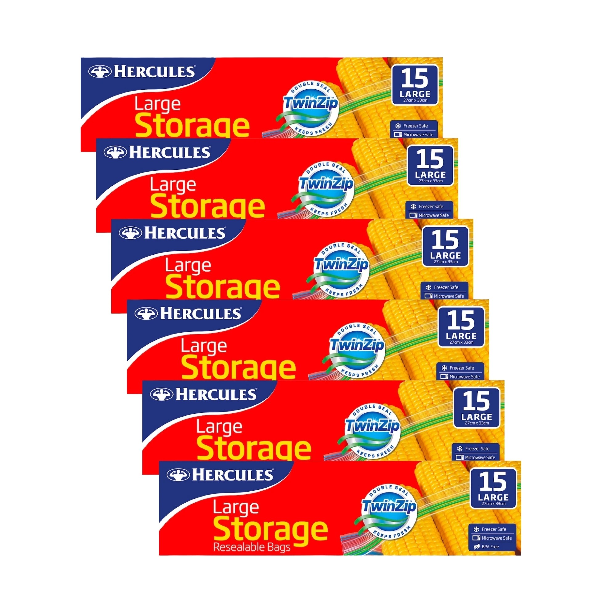 1 Hercules Large Storage Bags 15pk x6, 1 of 1