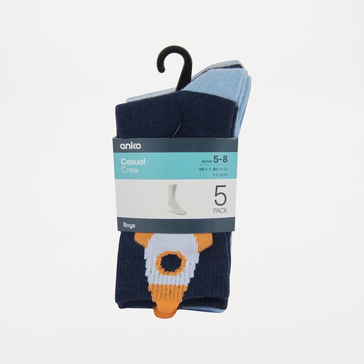 3 5 Pack Crew Socks Blu Rocket, 3 of 3