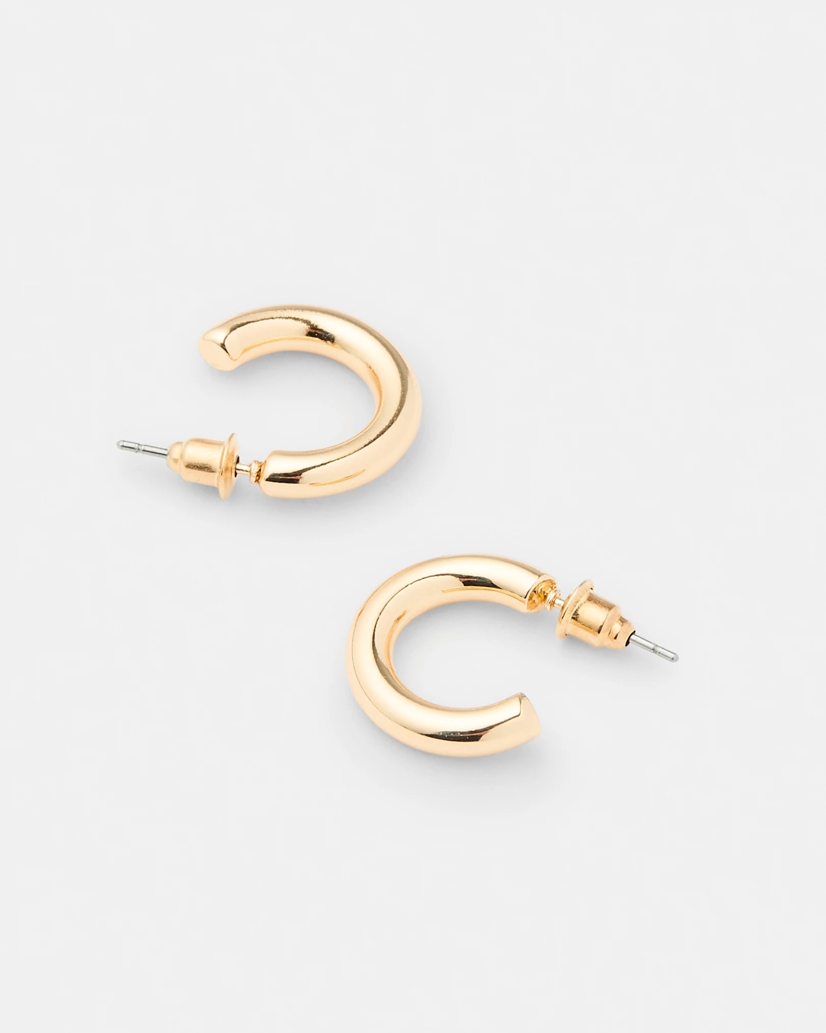3 Plain Hoop Earrings - Gold Tone, 3 of 5