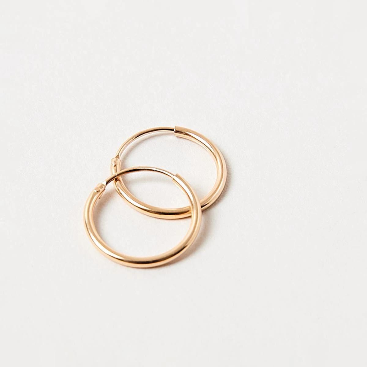 3 Gold Plated Sterling Silver Hoop Earrings - 14mm Gold, 3 of 7