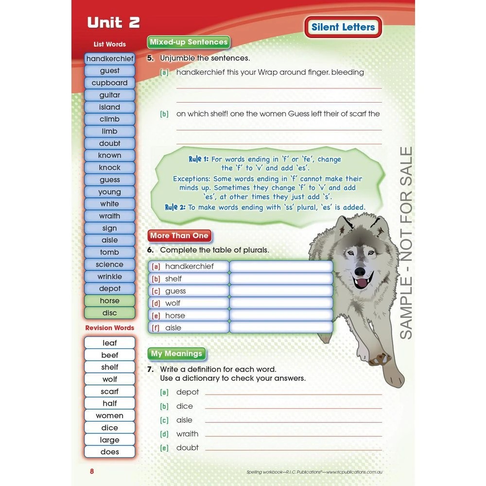 5 Spelling Workbook/Interactive Book E, 5 of 5