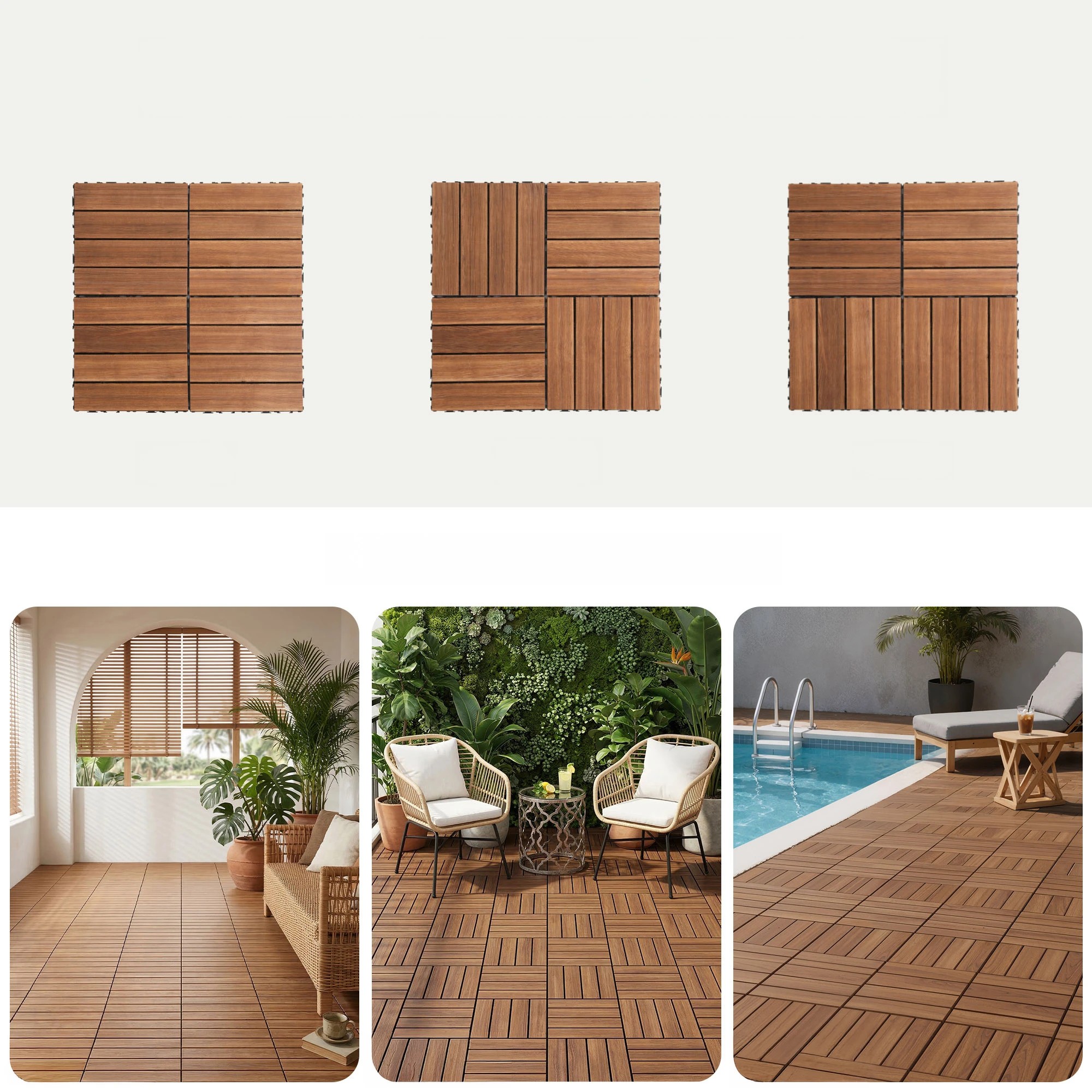 6 Gardeon 27PCS Wood Deck Tiles 30x30cm Interlocking Floor Tiles for Patio Balcony - Natural, 6 of 7