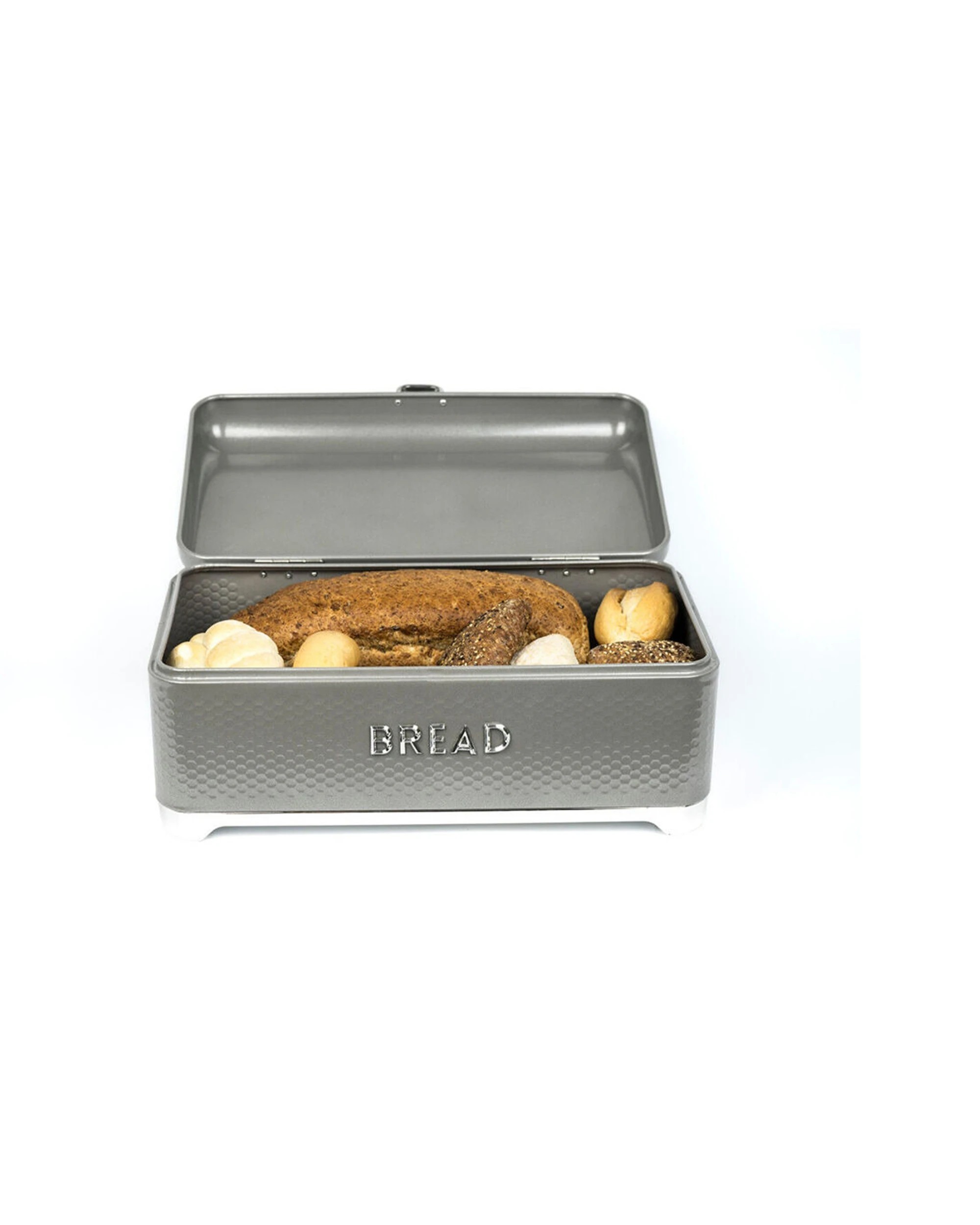 3 Kitchen Craft Lovello Carbon Steel Textured Bread Bin Storage Container 42x22cm Shadow - Grey, 3 of 7