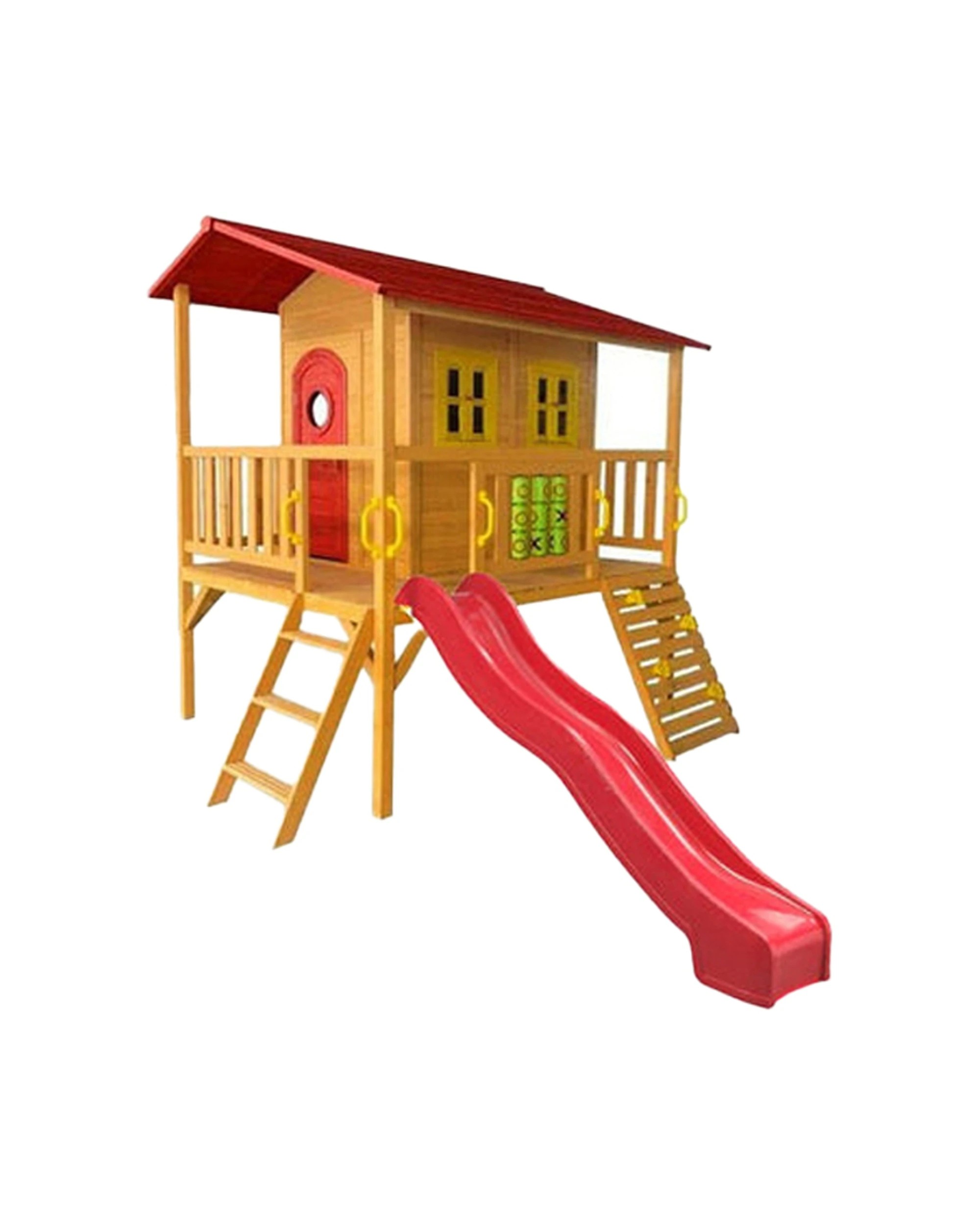 1 KIDZSHACK Sweet Shack Wooden Large Cubby House With Slide - Red, 1 of 1