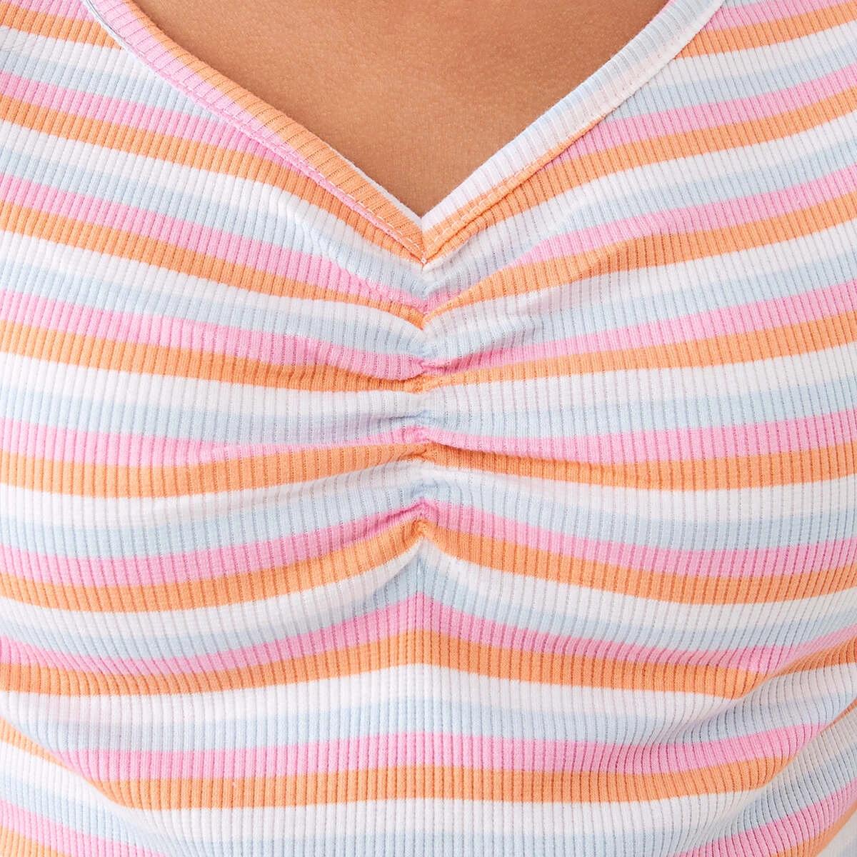 5 Ruched V-Neck Top Strpe Mlti, 5 of 10