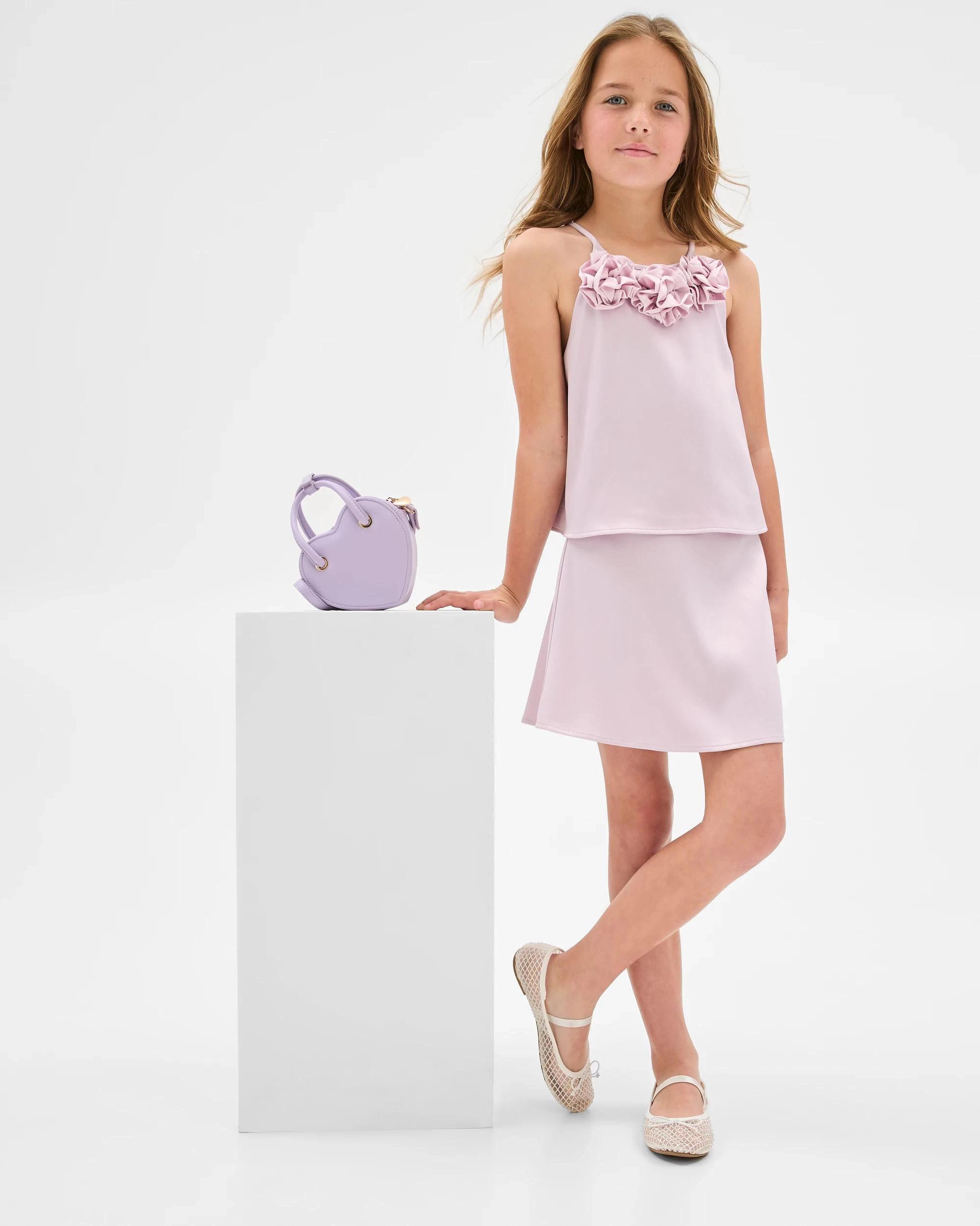 5 Target Kids Satin 3D Flower Tank and Skirt 2 Piece Set PURPLE, 5 of 8