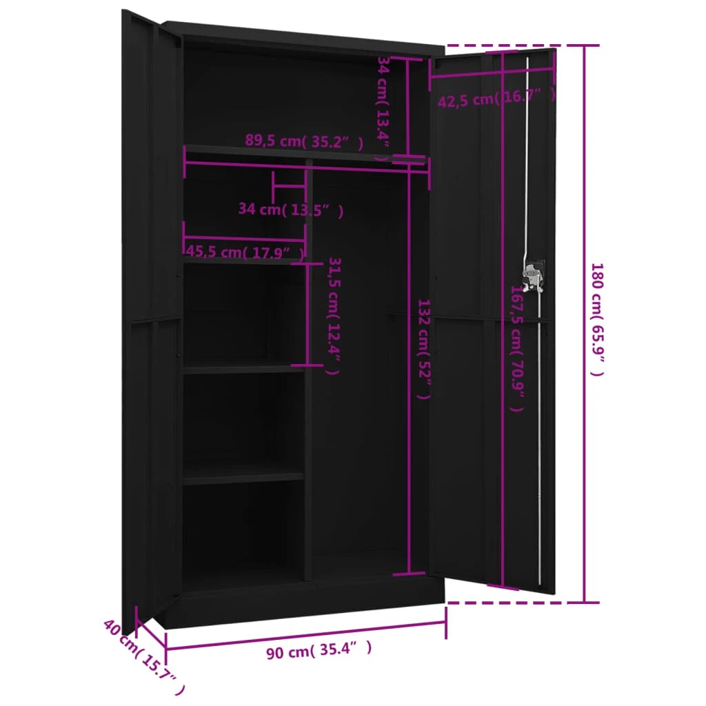 6 vidaXL Locker Cabinet Steel - Black, 6 of 6