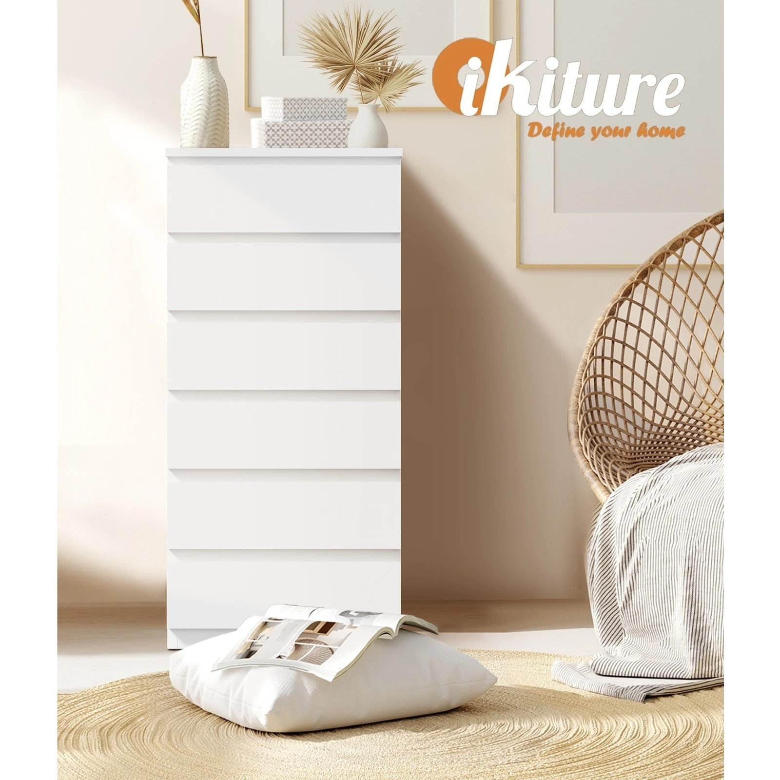 4 Oikiture 6 Chest of Drawers Tallboy Dresser Table Storage Cabinet - White, 4 of 9