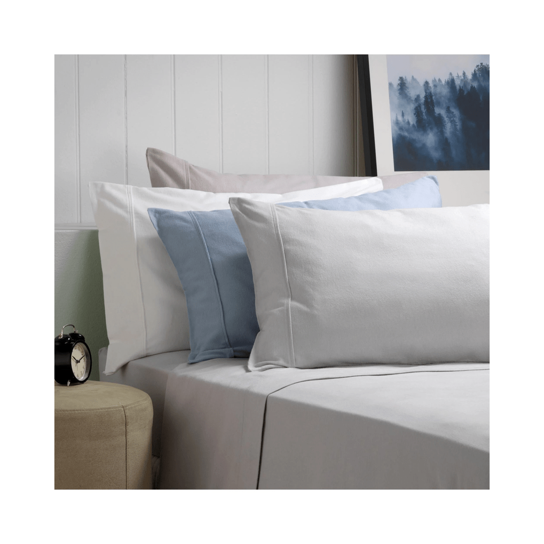 2 Bianca Bedding Fletcher Flannelette Cotton Sheet Set - Super King, White - White, 2 of 2