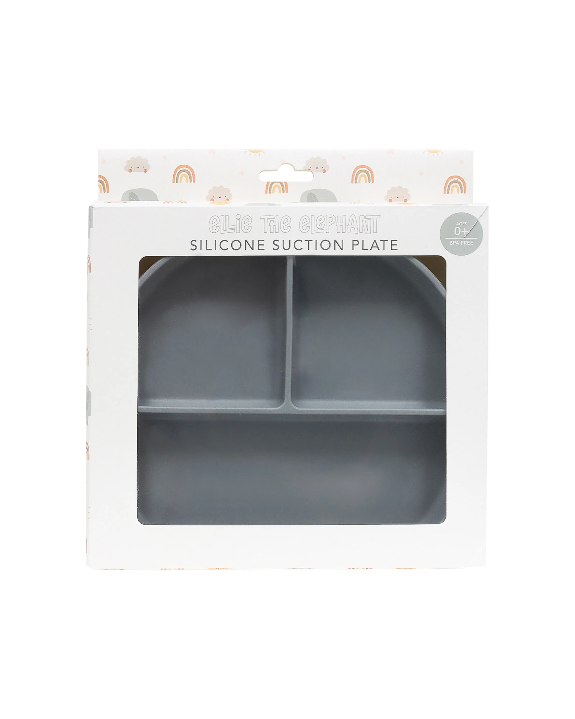 3 Splosh Baby Elephant Silicone Feeding Plate Divided Food Safe 0 Years And Up - Grey, 3 of 3