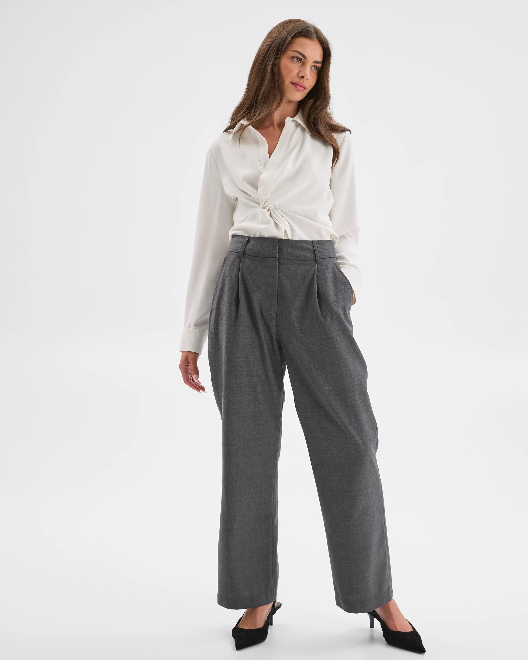 4 Target Petites Petites Wool Blend Tailored Straight Leg Pants CHARCOAL, 4 of 6