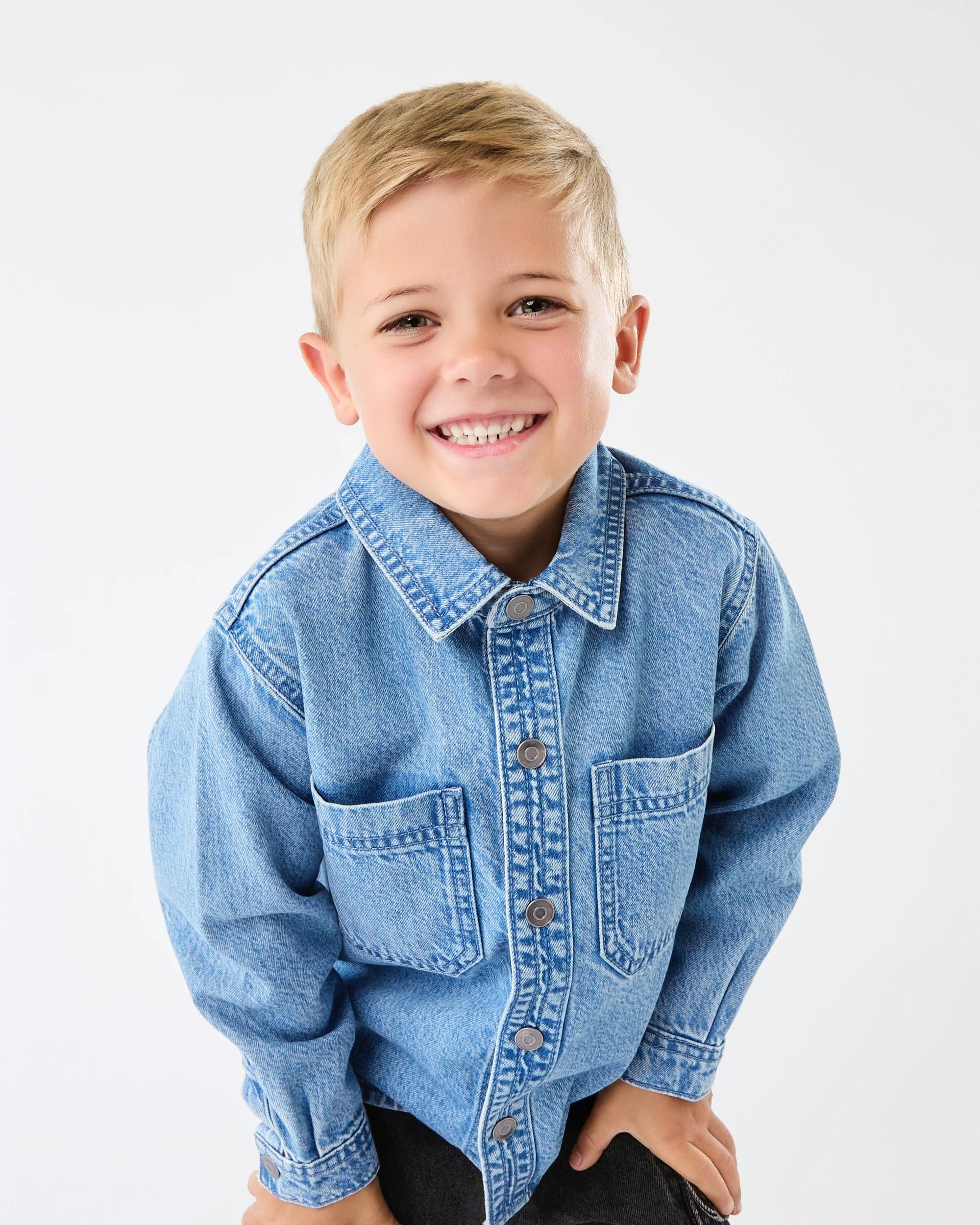 3 Denim Shacket Mid Wash, 3 of 8