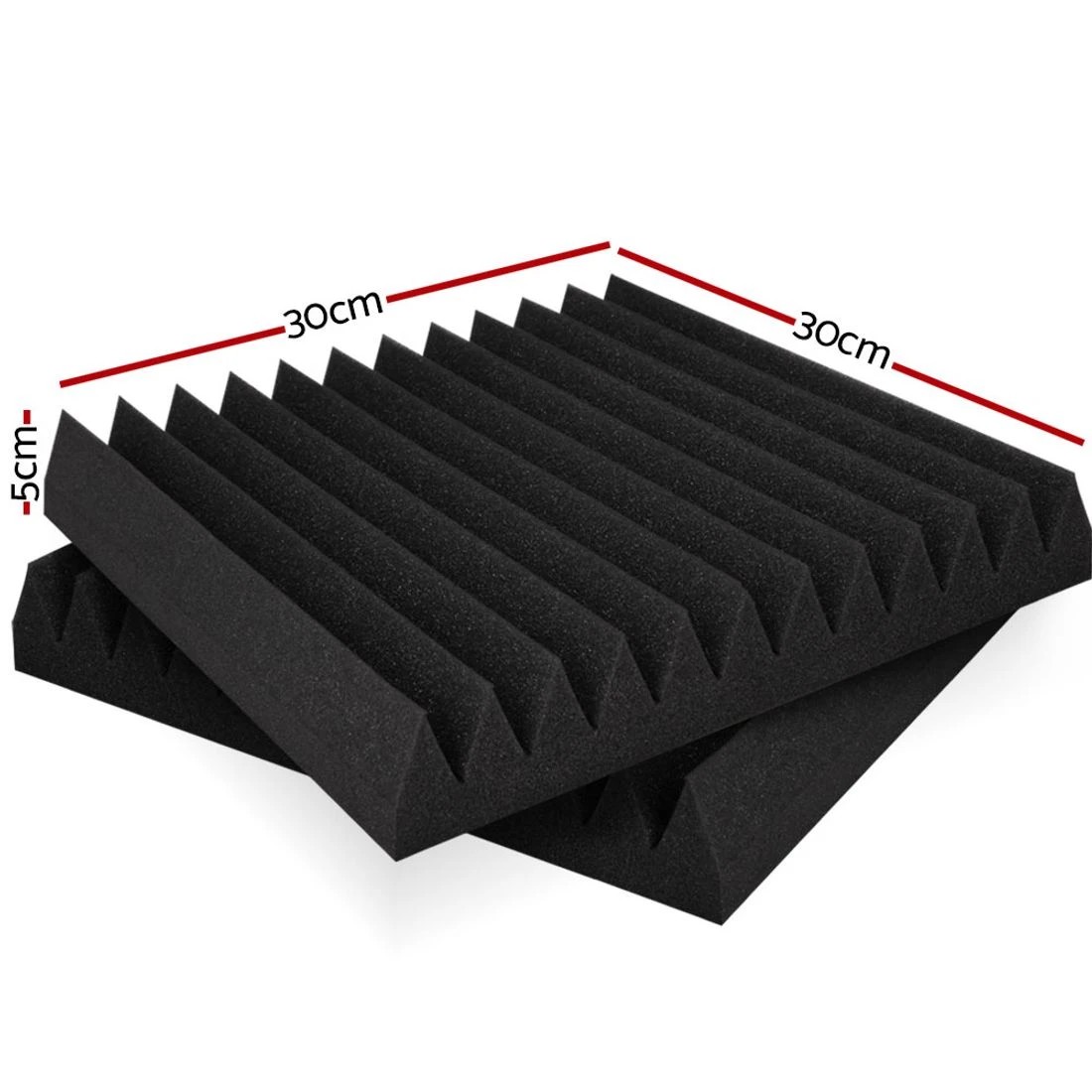 2 Alpha Acoustic Foam 20pcs 30x30x5cm Sound Absorption Proofing Panel Studio Wedge - Black, 2 of 6