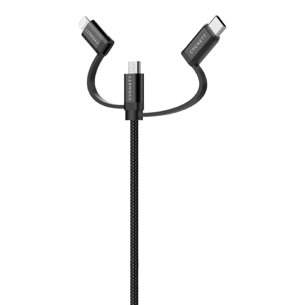 4 Cygnett Essentials 3-in-1 MFi Lightning Cable 1m Black, 4 of 4