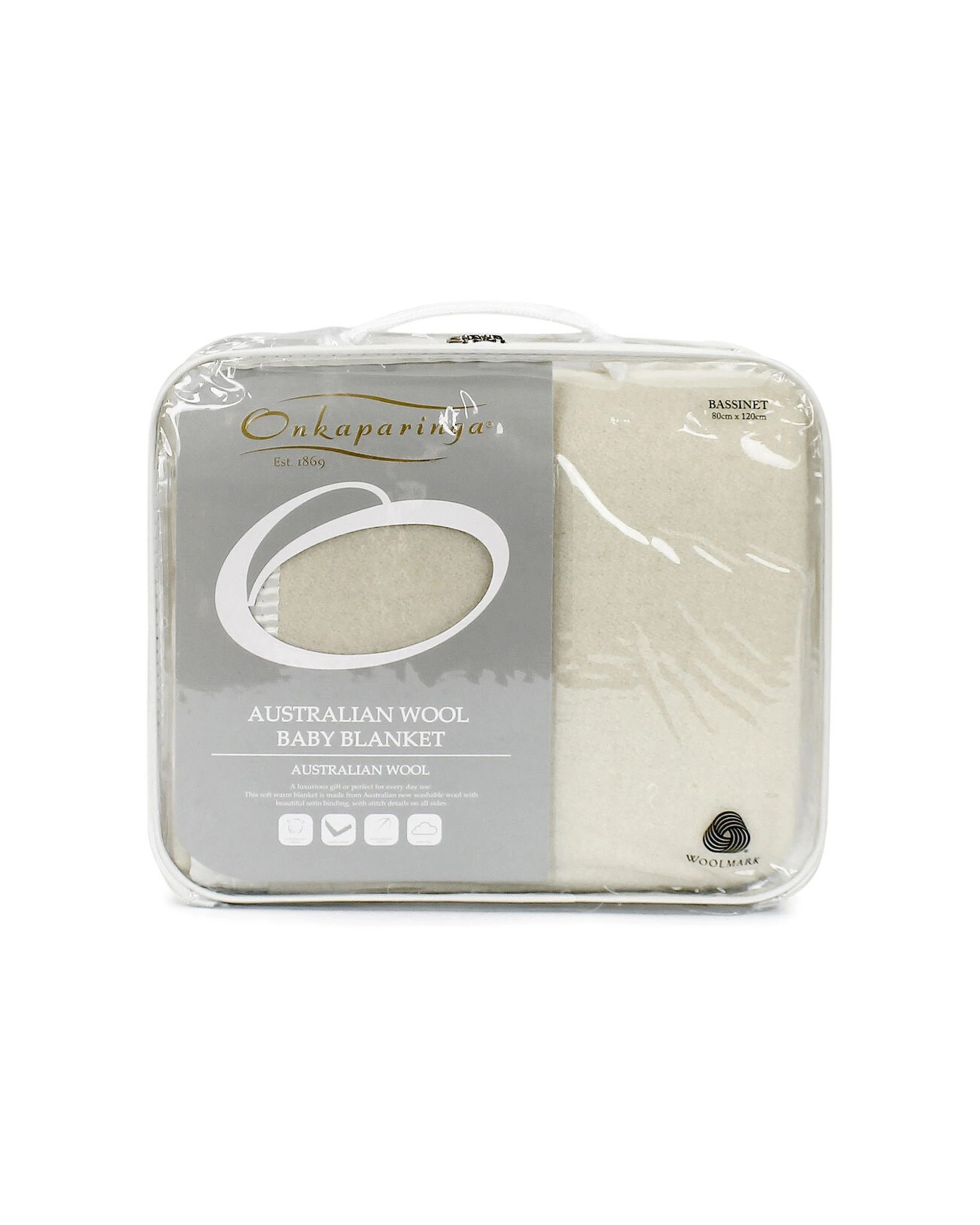 1 Onkaparinga Baby Australian Wool Soft Warm Nursery Blanket For Bassinet Cream - Natural, 1 of 3