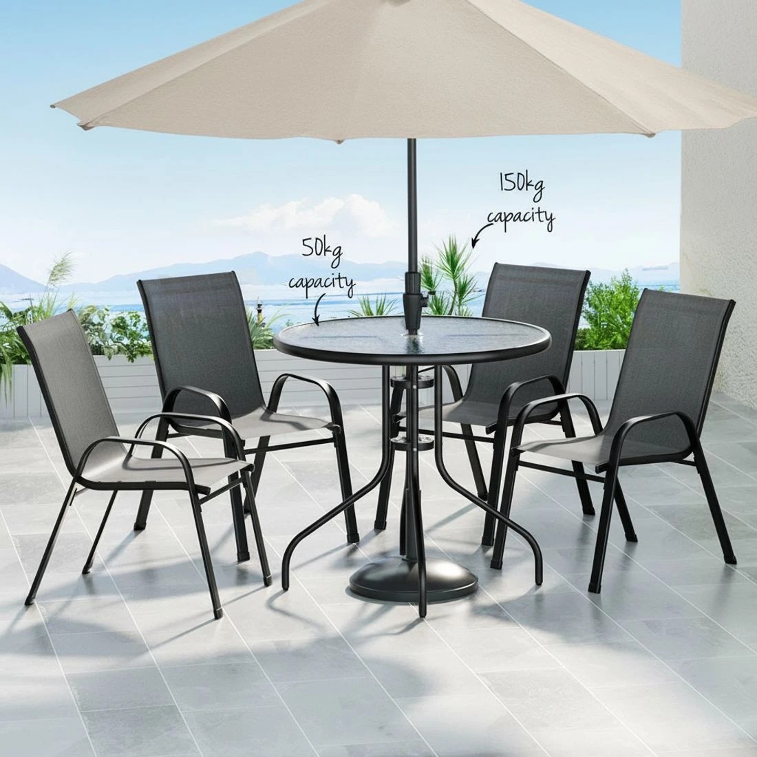 3 Gardeon Outdoor Dining Set Table and Chairs Patio Garden Furniture Bistro Set - Grey, 3 of 5