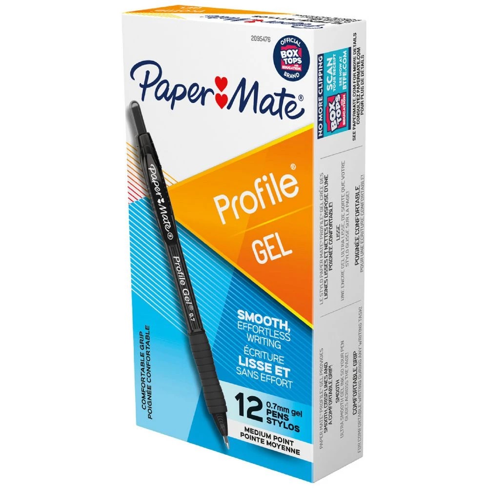 1 Paper Mate Profile Gel Pens 0.7mm Black 12 Pack, 1 of 4