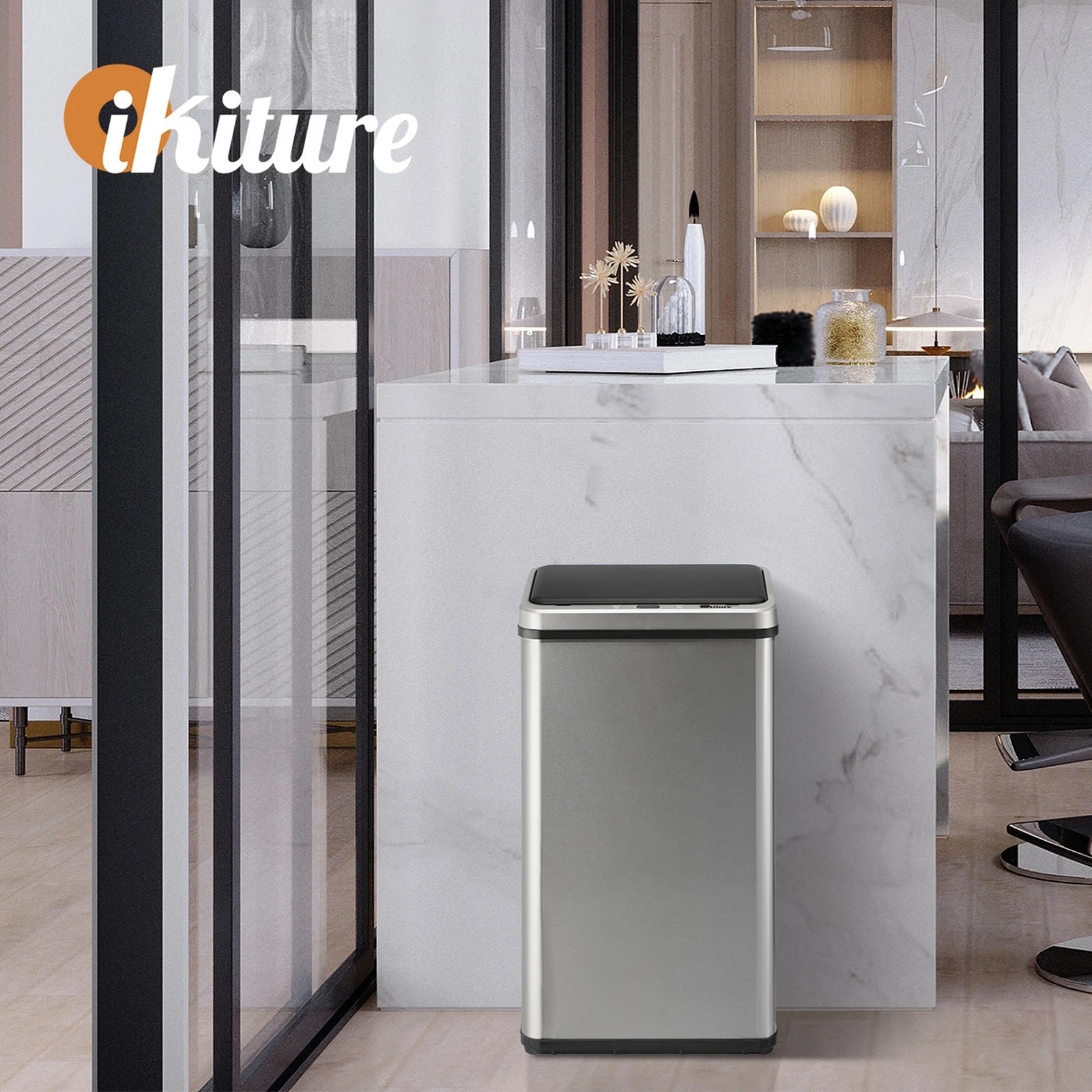 6 Oikiture 40L Motion Sensor Rubbish Bin - Silver, 6 of 10