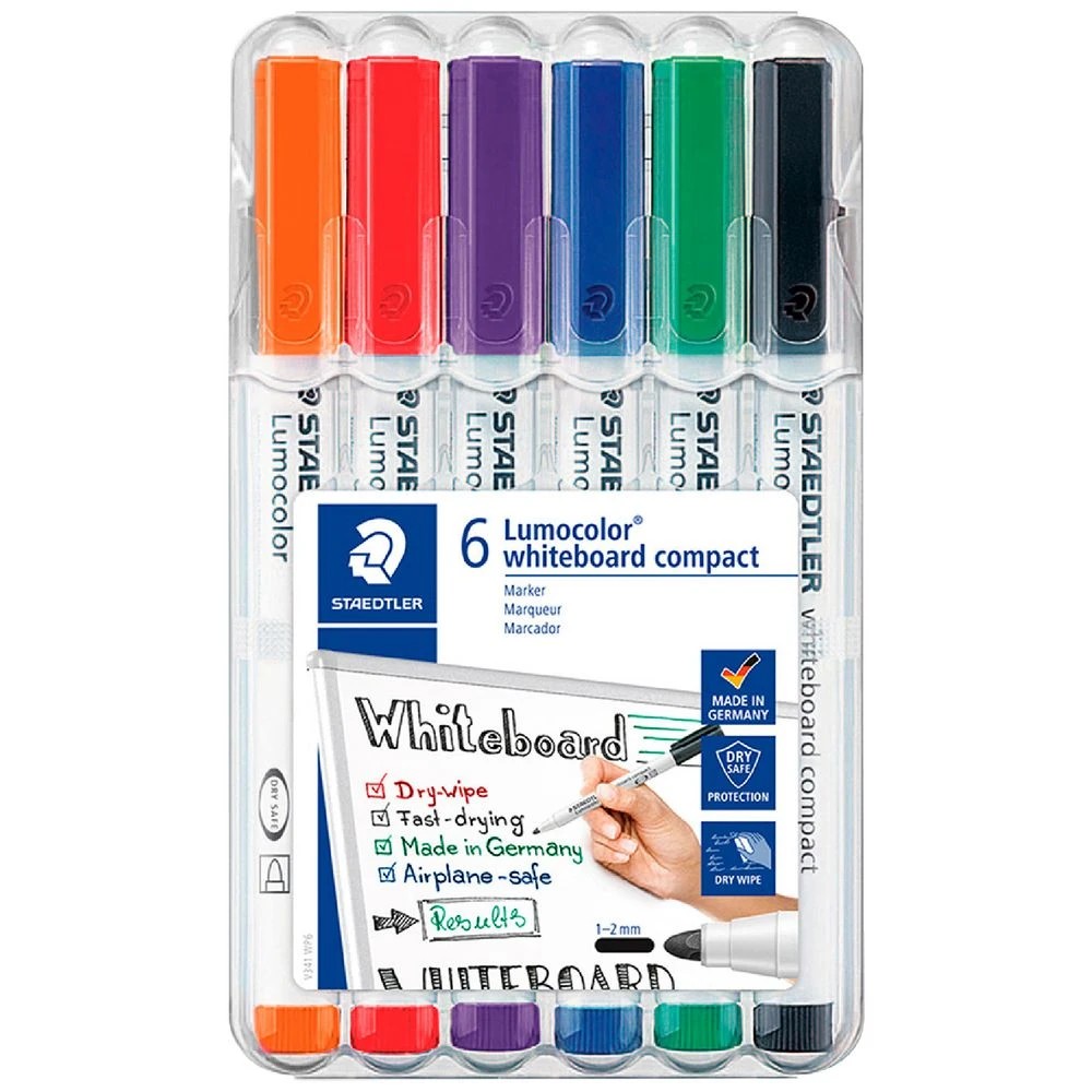 1 Staedtler Lumocolor Compact Whiteboard Marker Assorted 6 Pack, 1 of 9