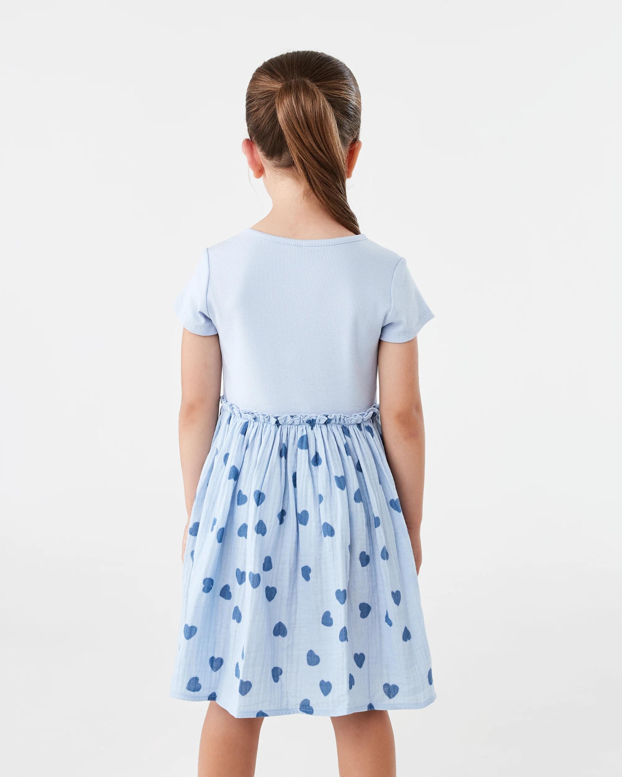 2 Short Sleeve Ribbed Dress Blu Heart, 2 of 8