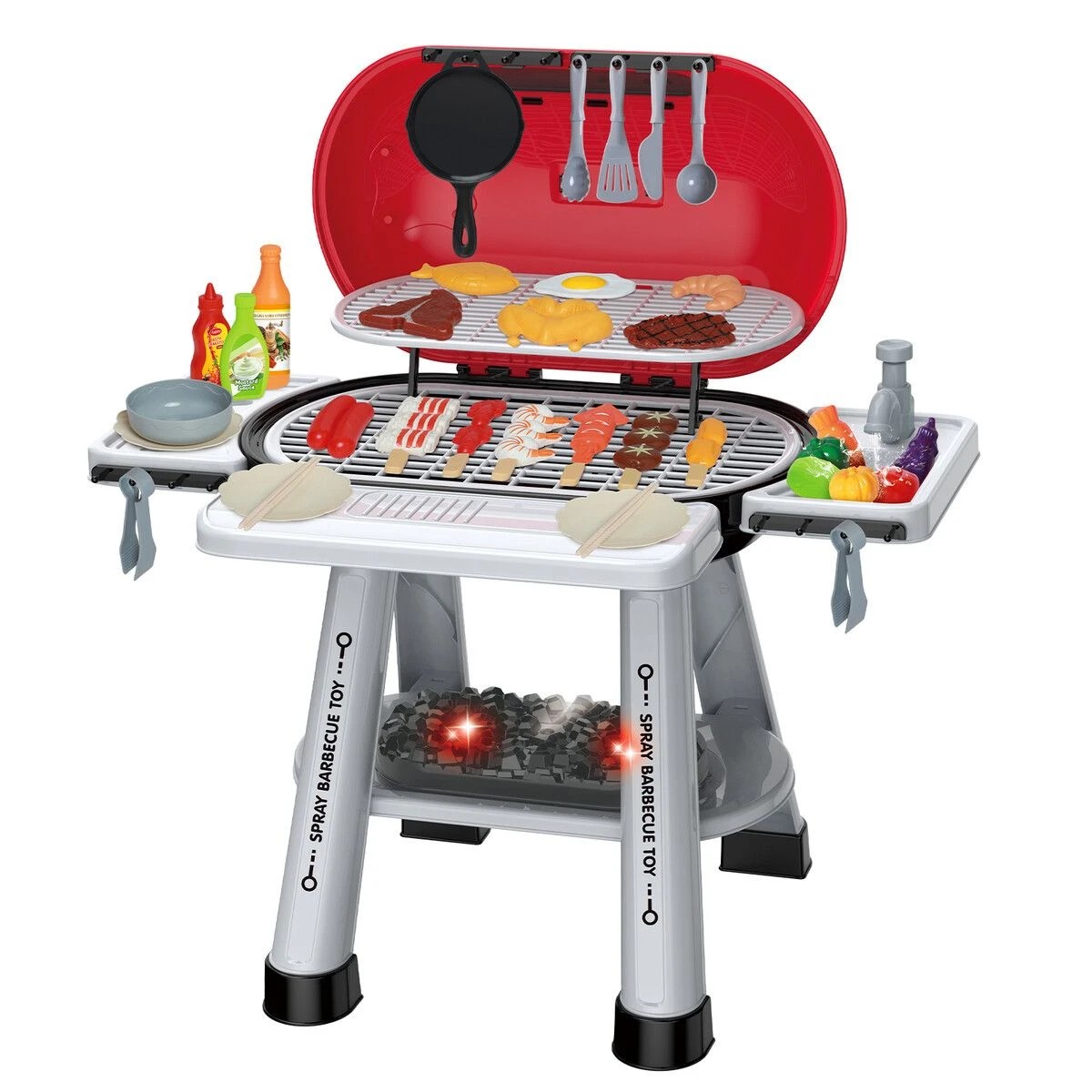 1 Ausway Kids Pretend BBQ Toy Grill Playset 68Piece Outdoor Barbecue Cooking Toy Set, 1 of 6