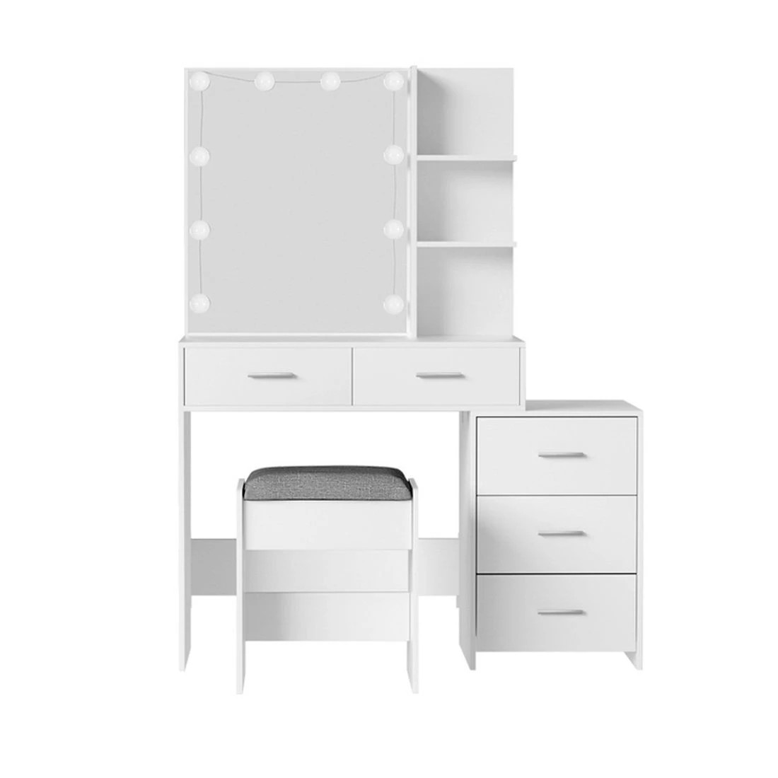 5 Artiss Dressing Table Set Stool 10 LED Bulbs  Dale - White, 5 of 8