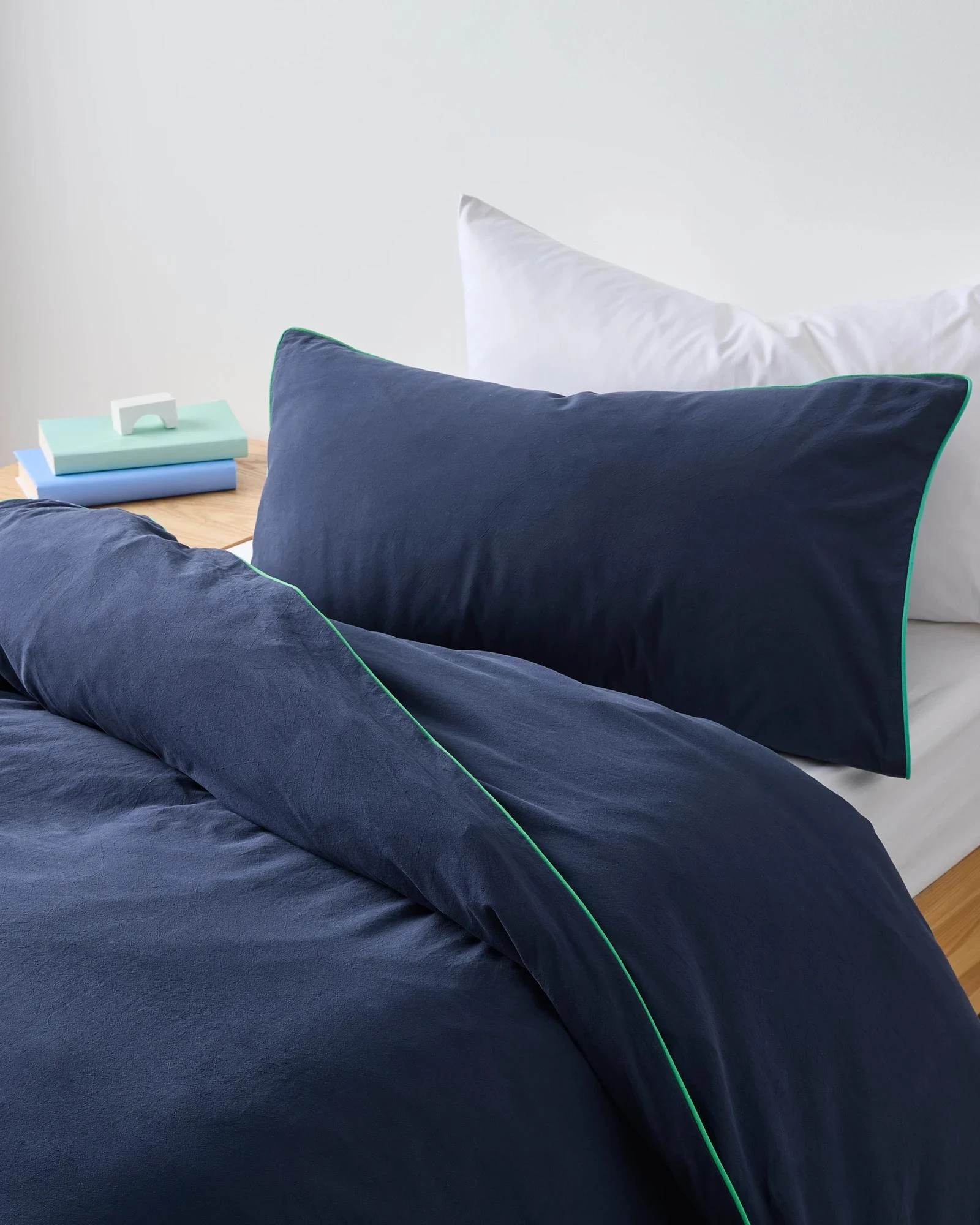 2 Arlo Kids Stonewash with Edge Piping Cotton Quilt Cover Set - Double Bed - Blue, 2 of 3