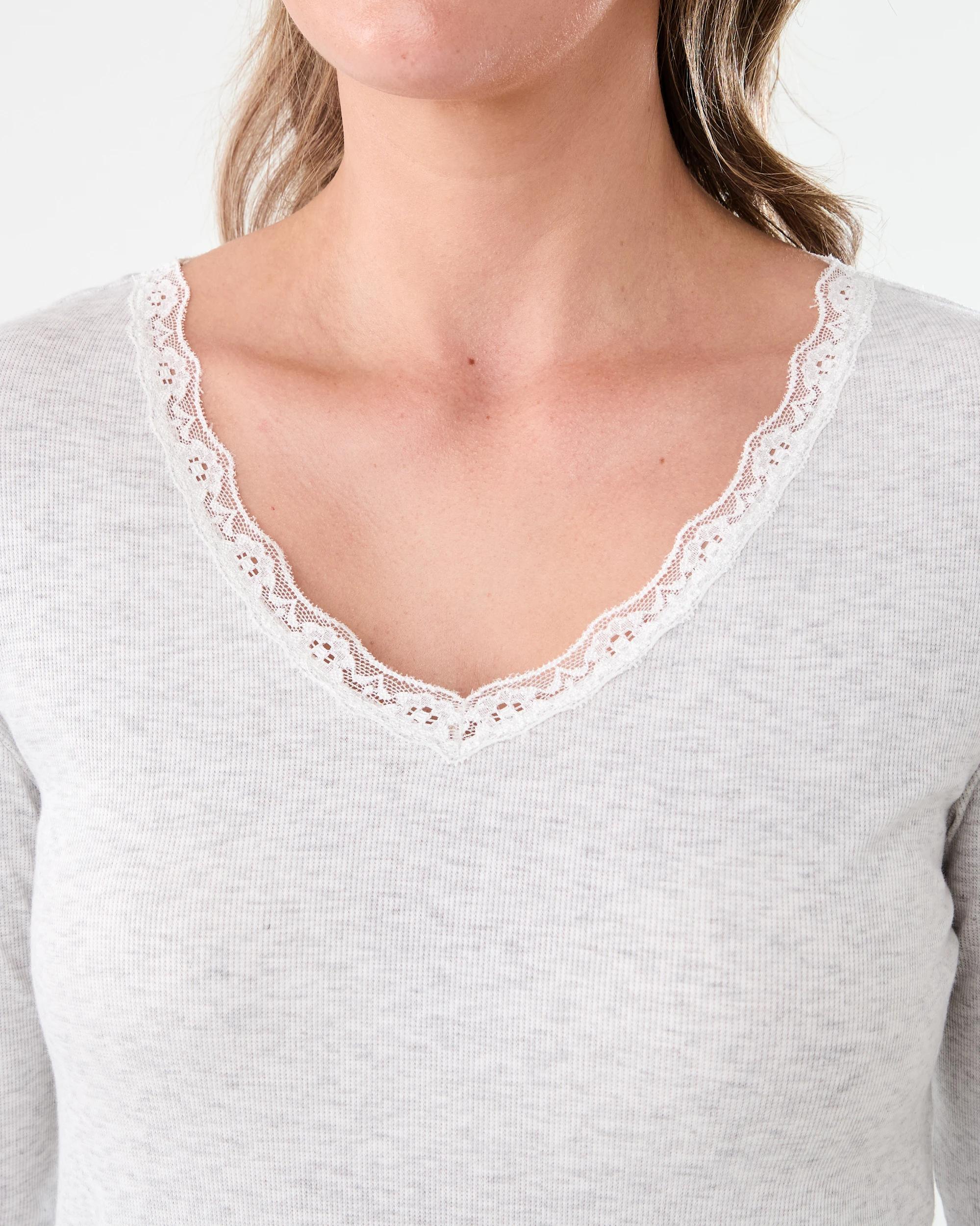 4 Comfort Rib Lace Trim Top Wht Marle, 4 of 6