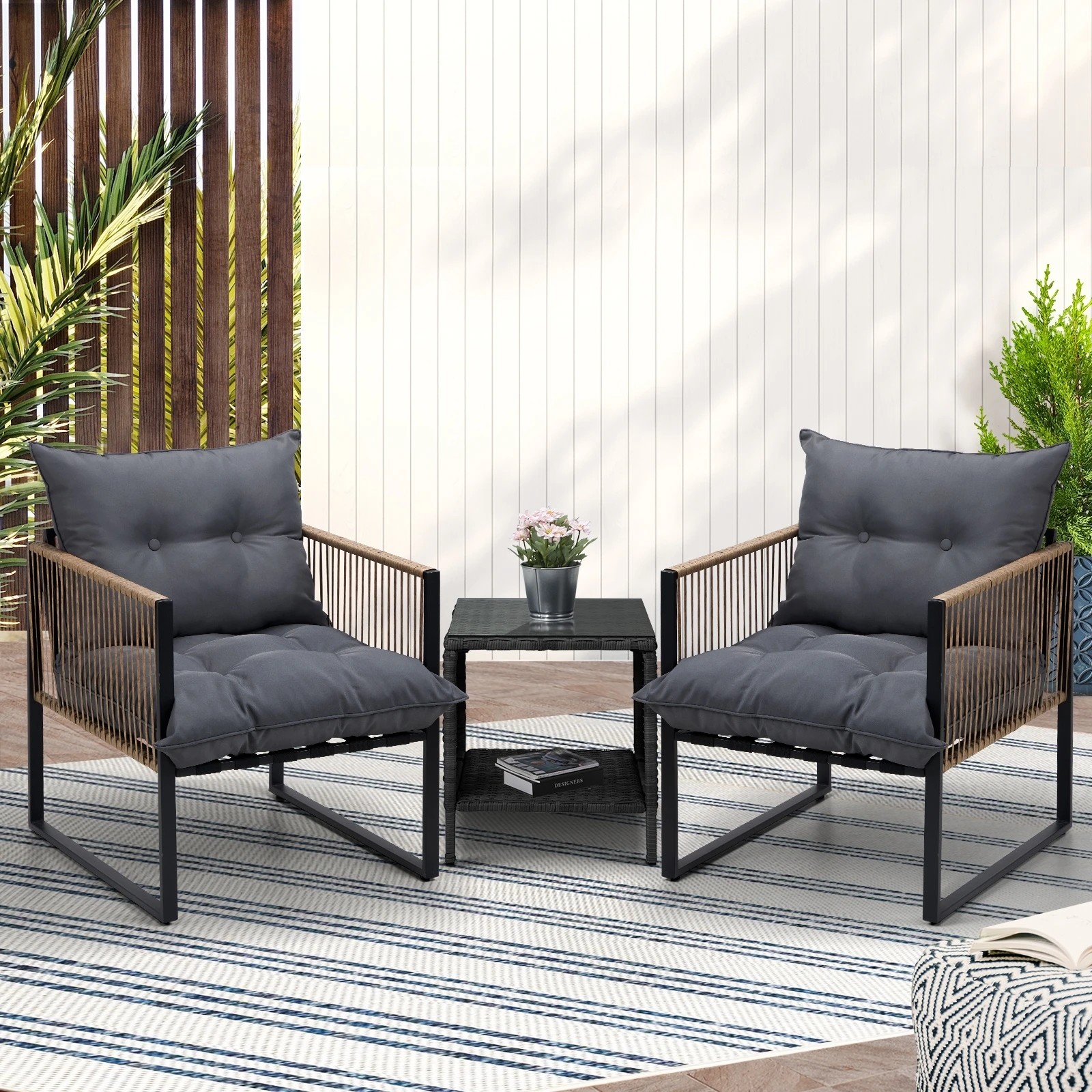2 Livsip 2 Seater Outdoor Patio Set Rattan Table Garden Lounge Setting Furniture
 - Multi, 2 of 10