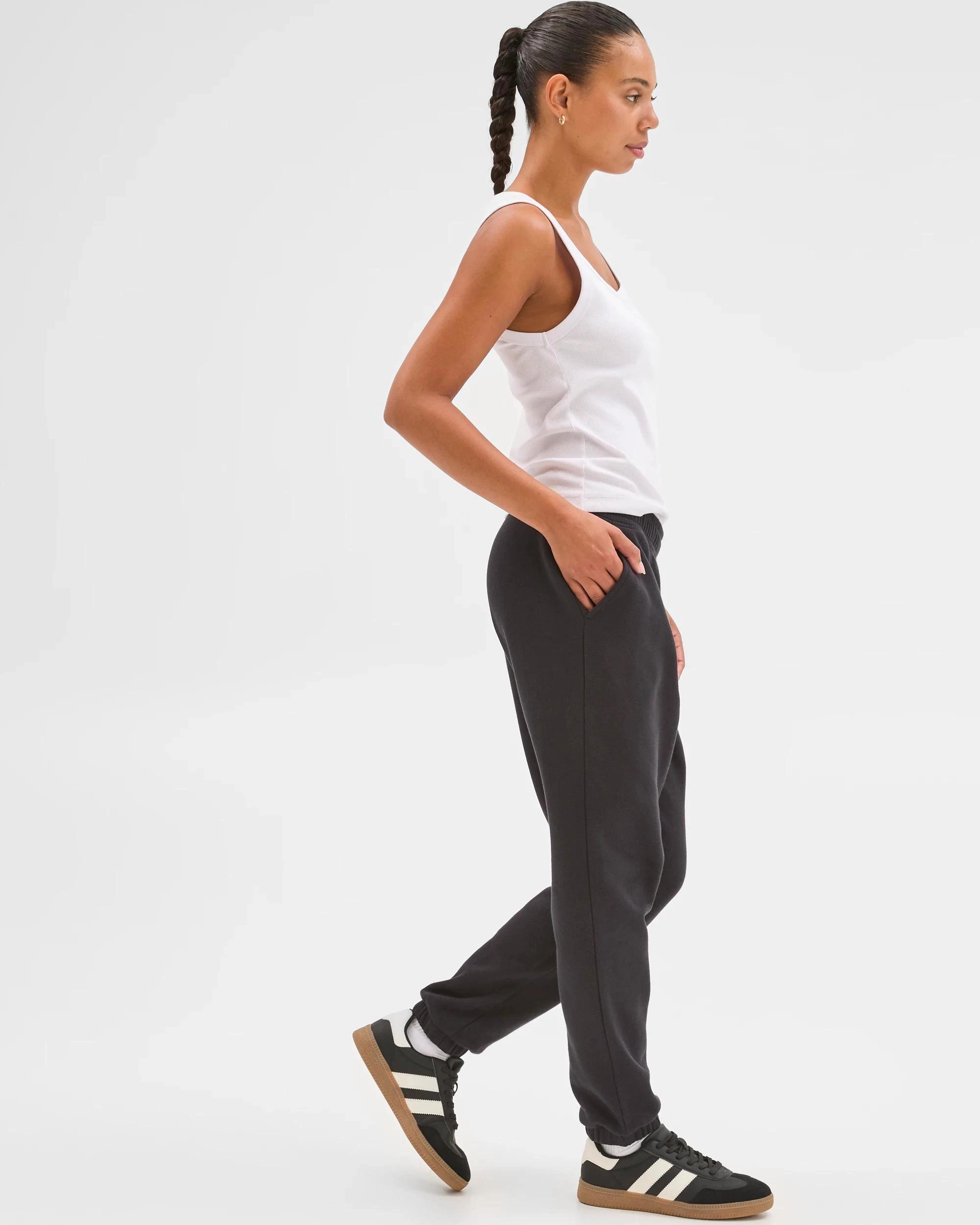 3 Target Woman Australian Cotton Blend Fleece Trackpants BLACK, 3 of 5