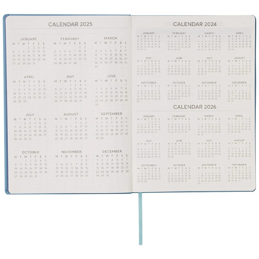 5 J.Burrows A4 Week to View 2025 Embossed Diary Blue, 5 of 8