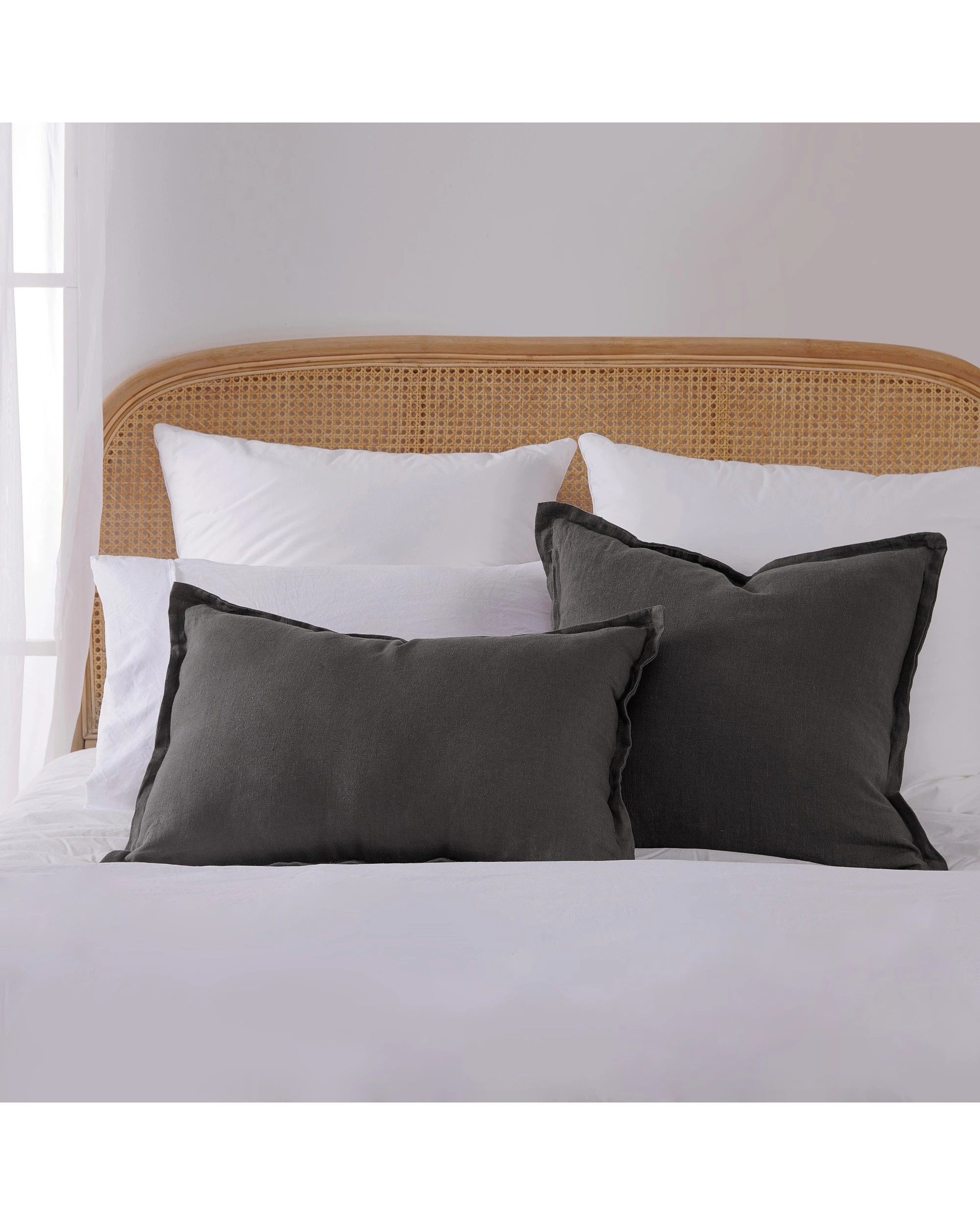 8 Natural Home ARDENNE Washed French Linen Rectangular Cushion with Oxford Edge 40x60cm - Basalt Grey, 8 of 9