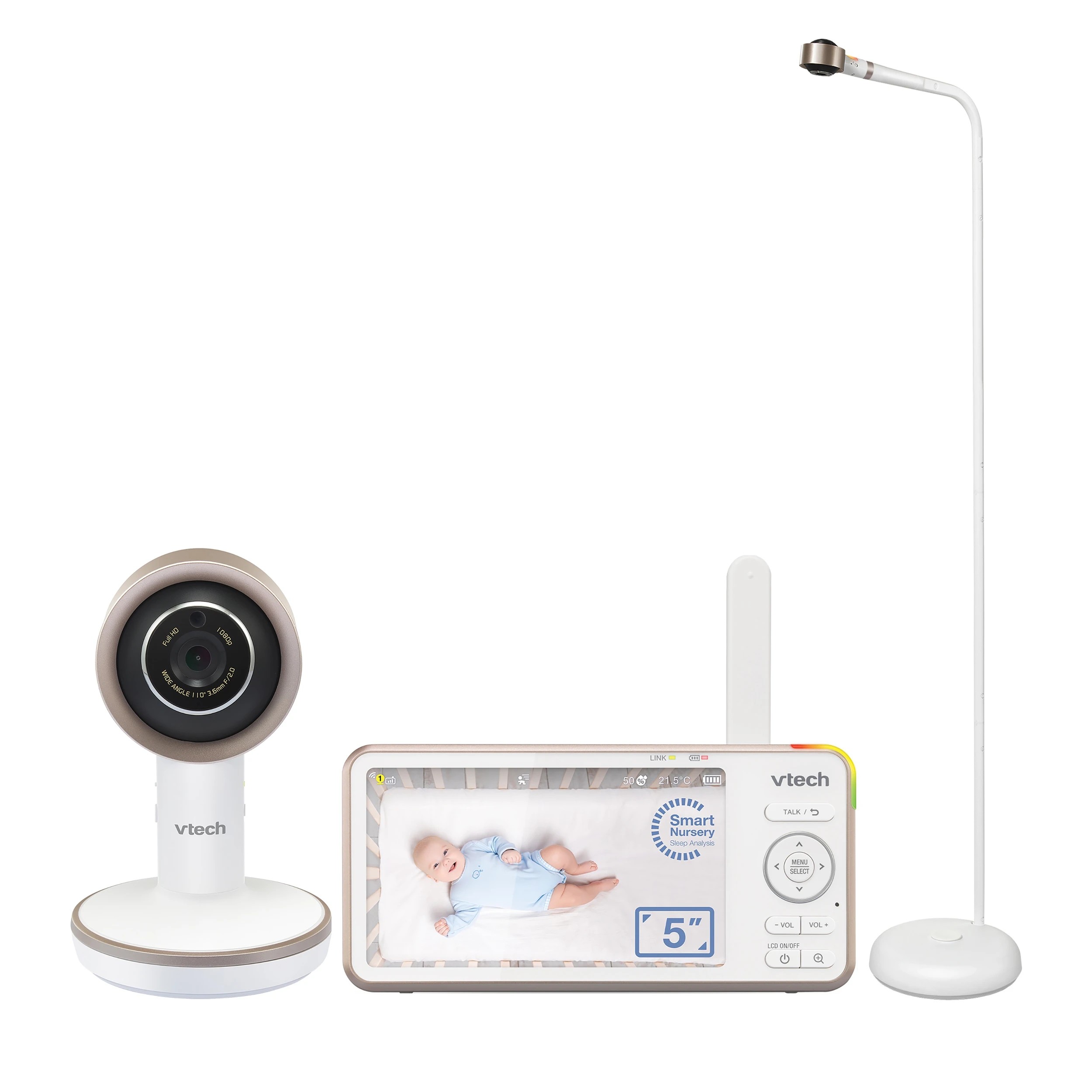 1 VTech V-Care 2 5” Smart Non-Contact Well-Being Baby Monitor - White, 1 of 1