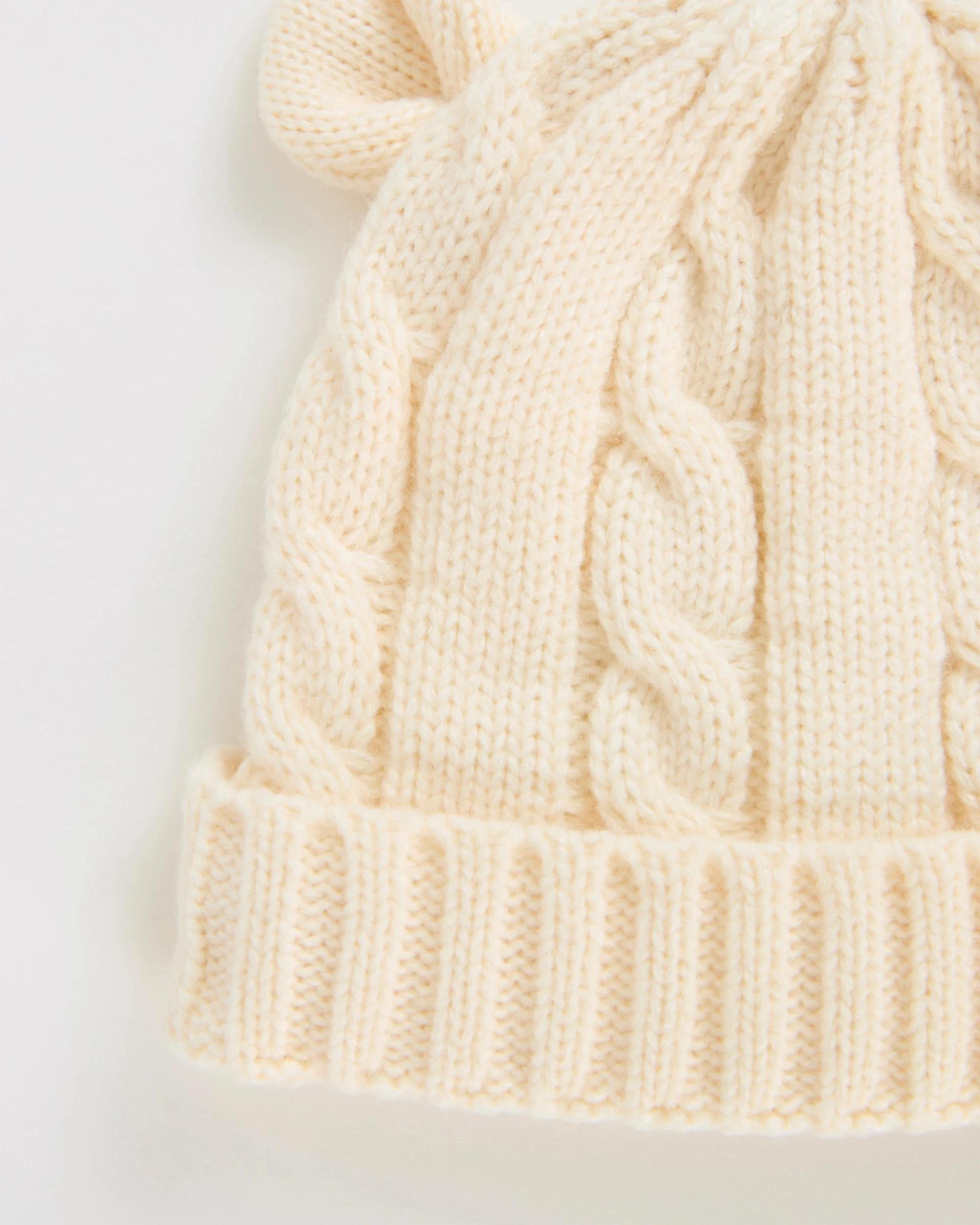 2 Target Baby Cable Knit Ears Beanie CREAM, 2 of 2