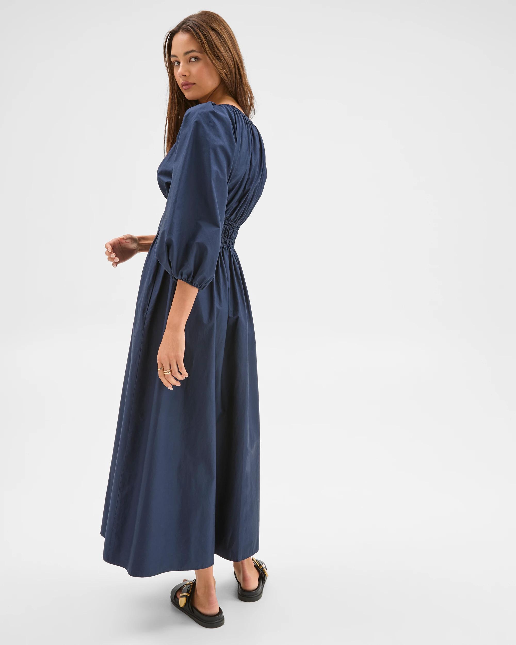 5 Lily Loves Australian Cotton V-Neck Maxi Dress INK NAVY, 5 of 7