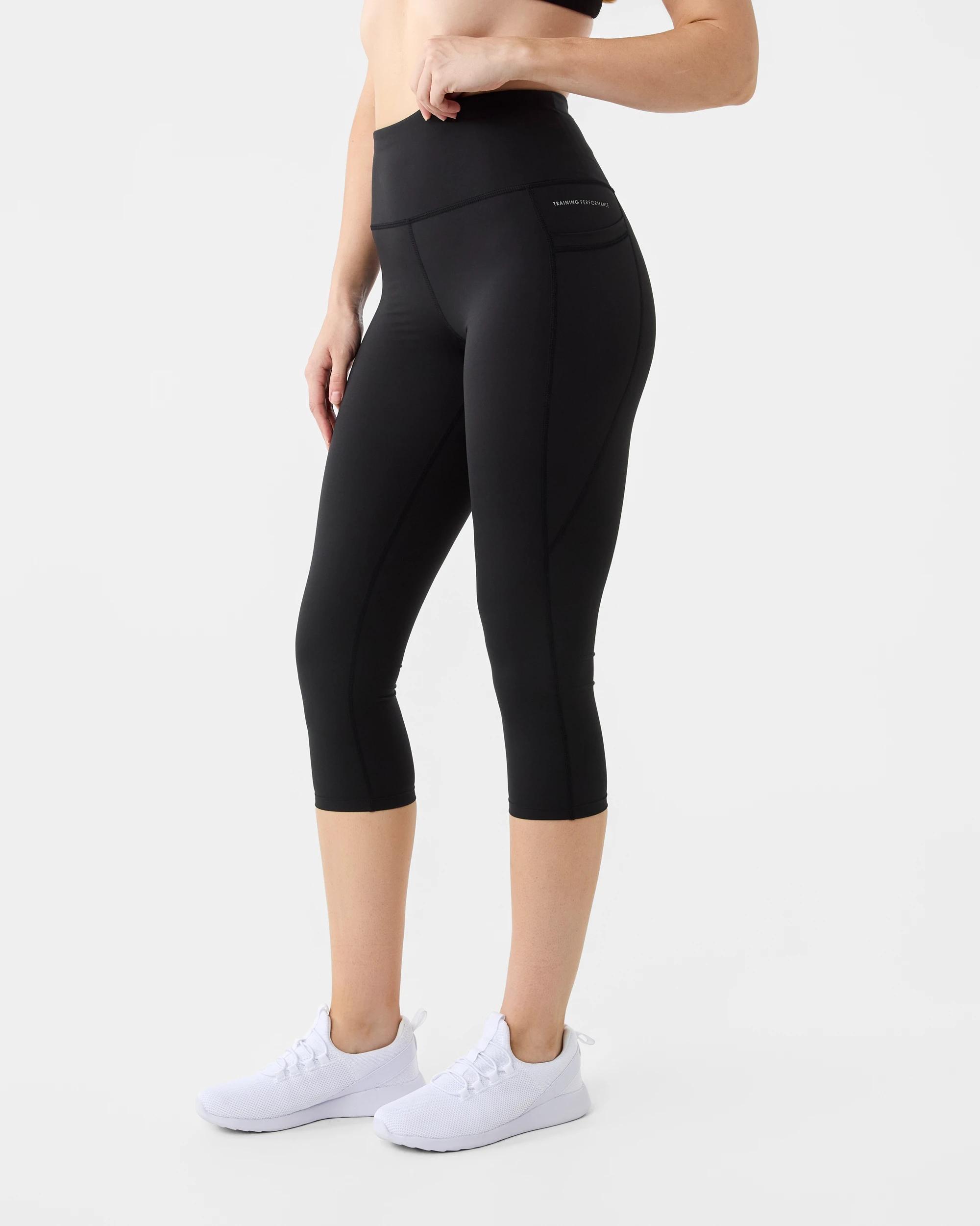2 Active Womens Crop Training Leggings Black, 2 of 5