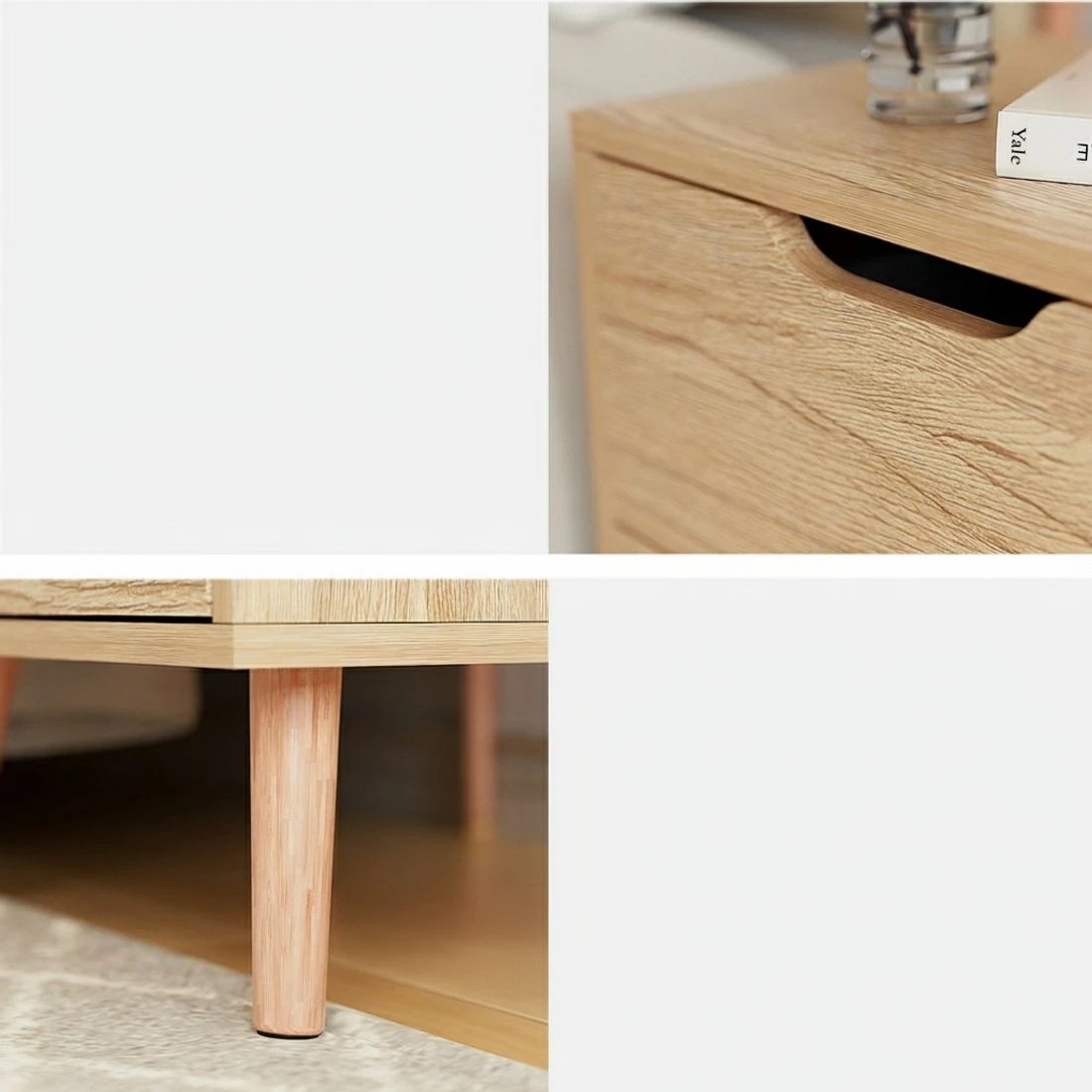 6 Artiss Bedside Table 2 Drawers Nightstand - Natural, 6 of 7