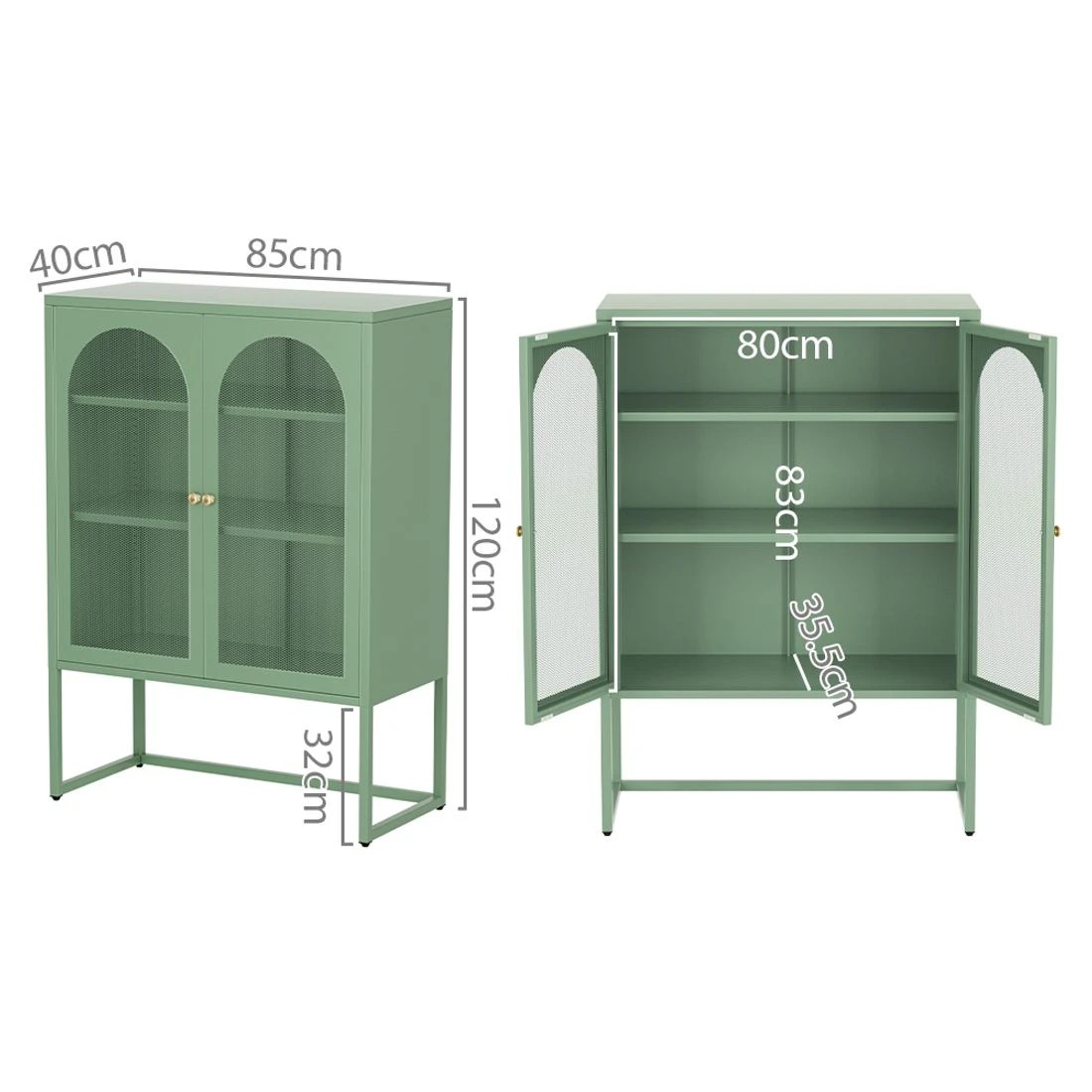 4 Artiss Buffet Sideboard Metal Cabinet
 - Green, 4 of 8
