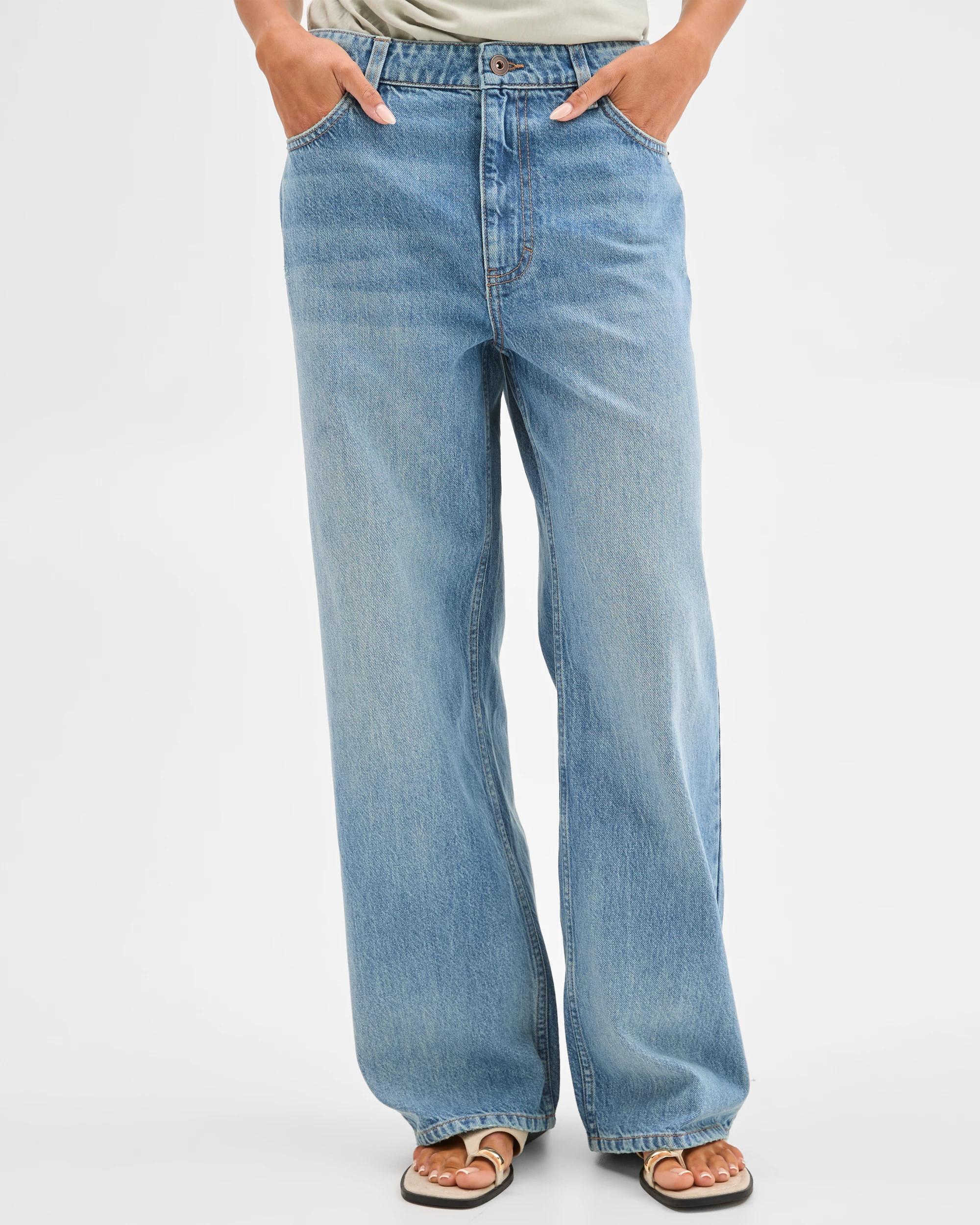 4 Lily Loves Denim Mid Rise Baggy Leg Jeans TYRA BLUE, 4 of 7