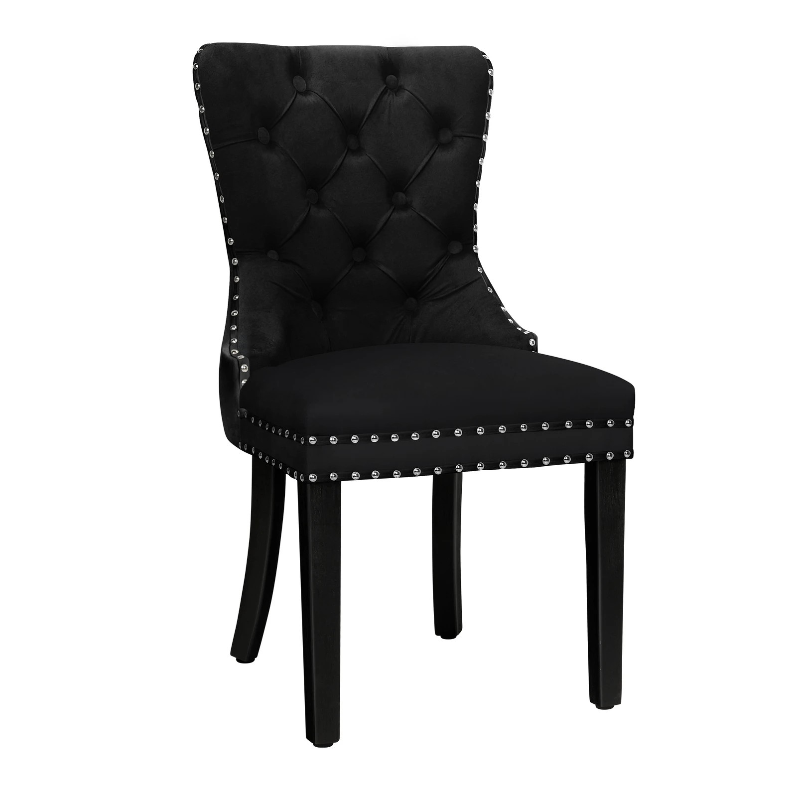 4 Alfordson 4x Dining Chairs Kitchen Lounge Padded Diamond Tufted Velvet - Black, 4 of 4