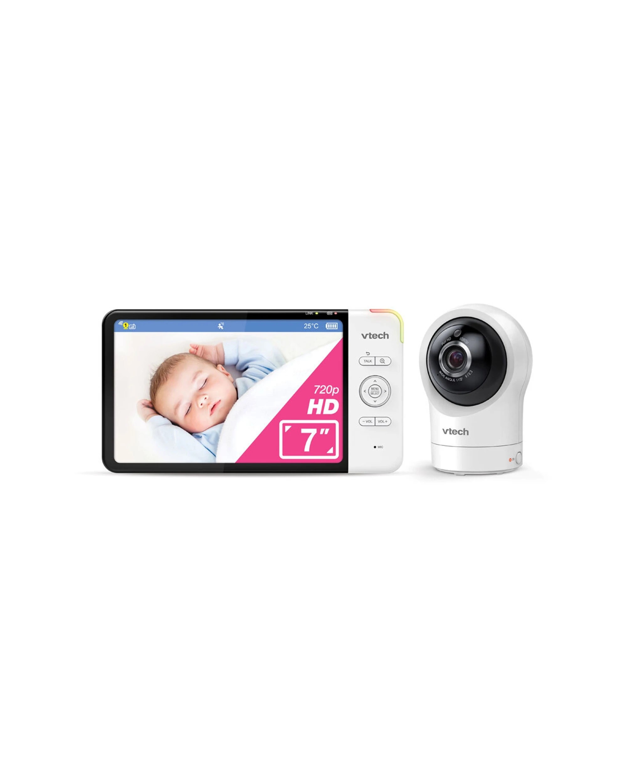 2 Vtech 7 Inch Smart Hd Pan Tilt Video Baby Monitor With Remote Access 720p
 - White, 2 of 3