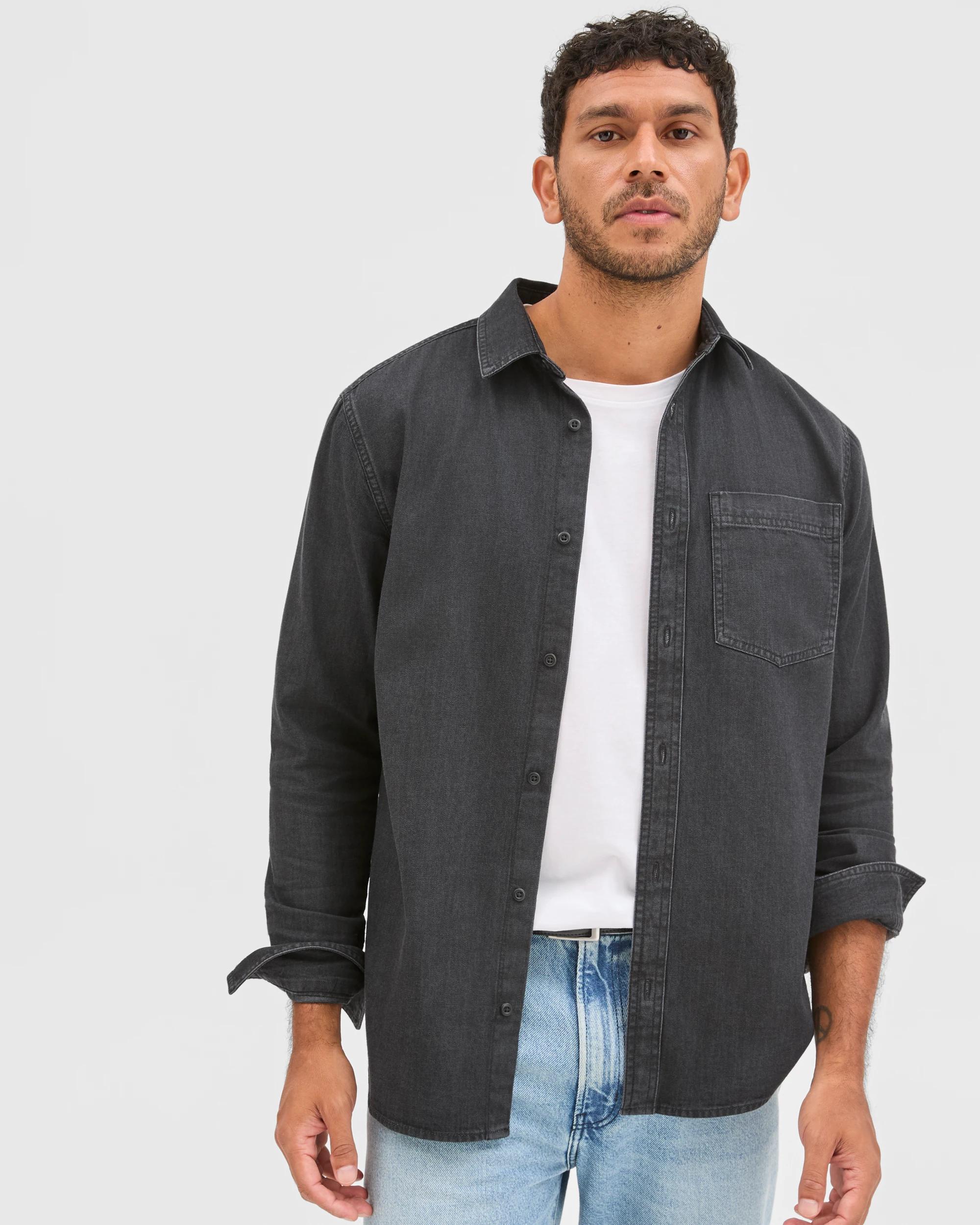 6 Target Denim Australian Cotton Denim Shirt WASHED BLACK, 6 of 6