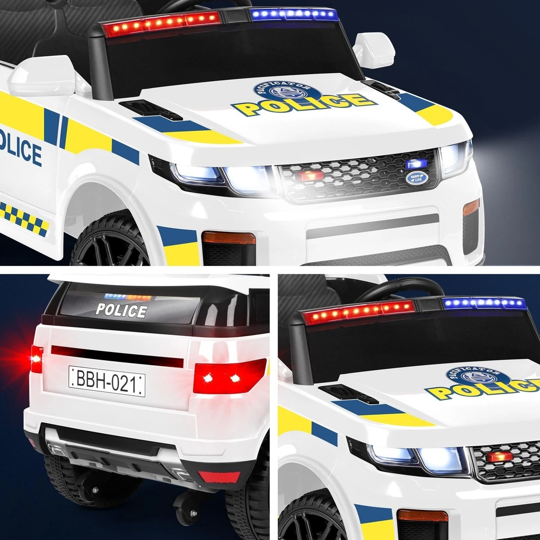 8 Alfordson Kids Police Ride On Car 12V Electric Toy Patrol Remote Control - White, 8 of 10