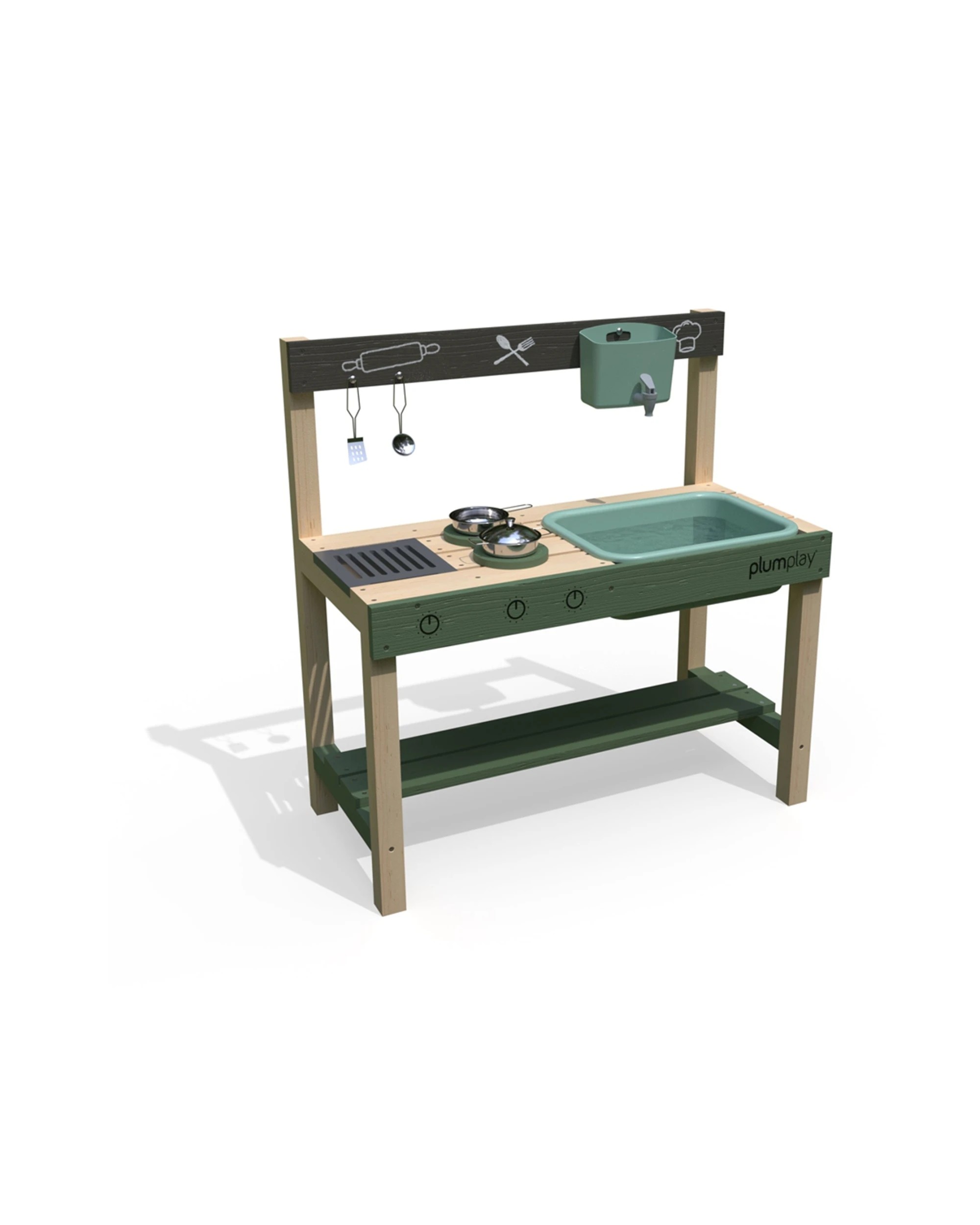 1 Plum Play Outdoor Mud Kitchen With Working Tap Chalkboard 82cm - Natural, 1 of 7