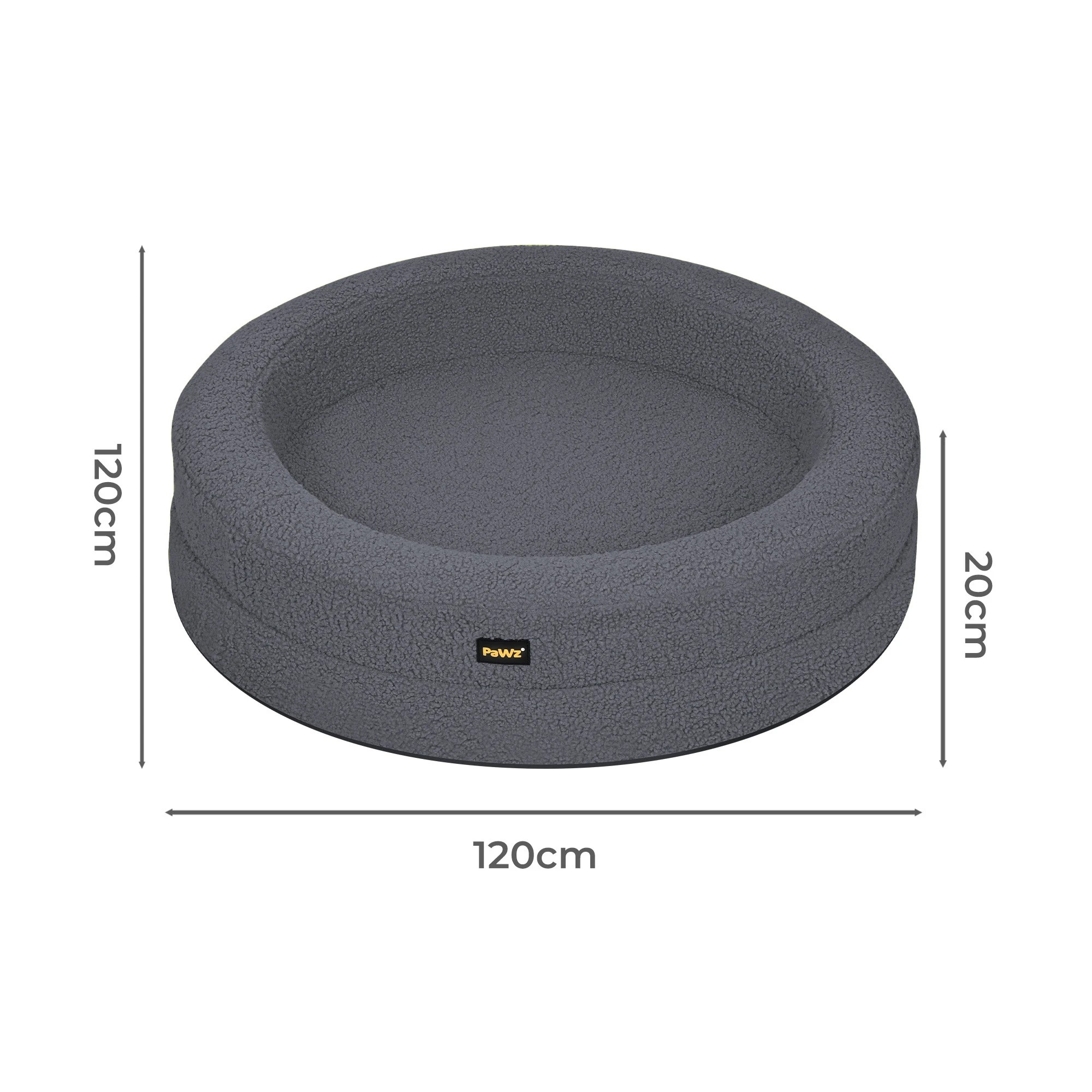 3 Pawz Washable Round Pet Bed  XXL - Grey, 3 of 9