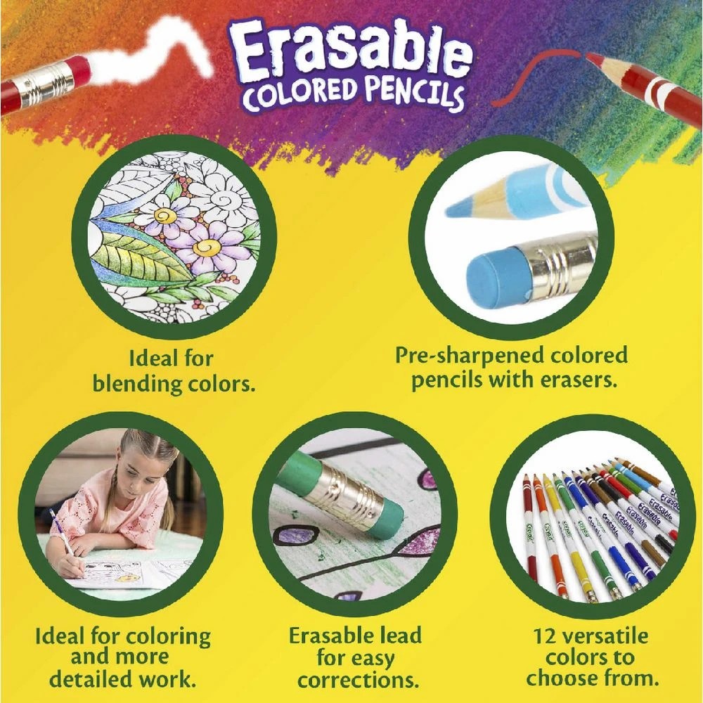 6 Crayola Erasable Coloured Pencils 12 Pack, 6 of 8