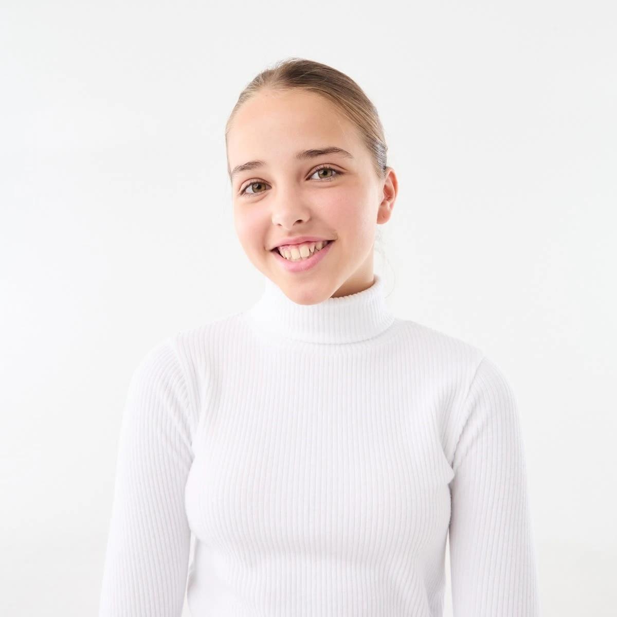 3 Long Sleeve Rib Skivvy Top White, 3 of 8